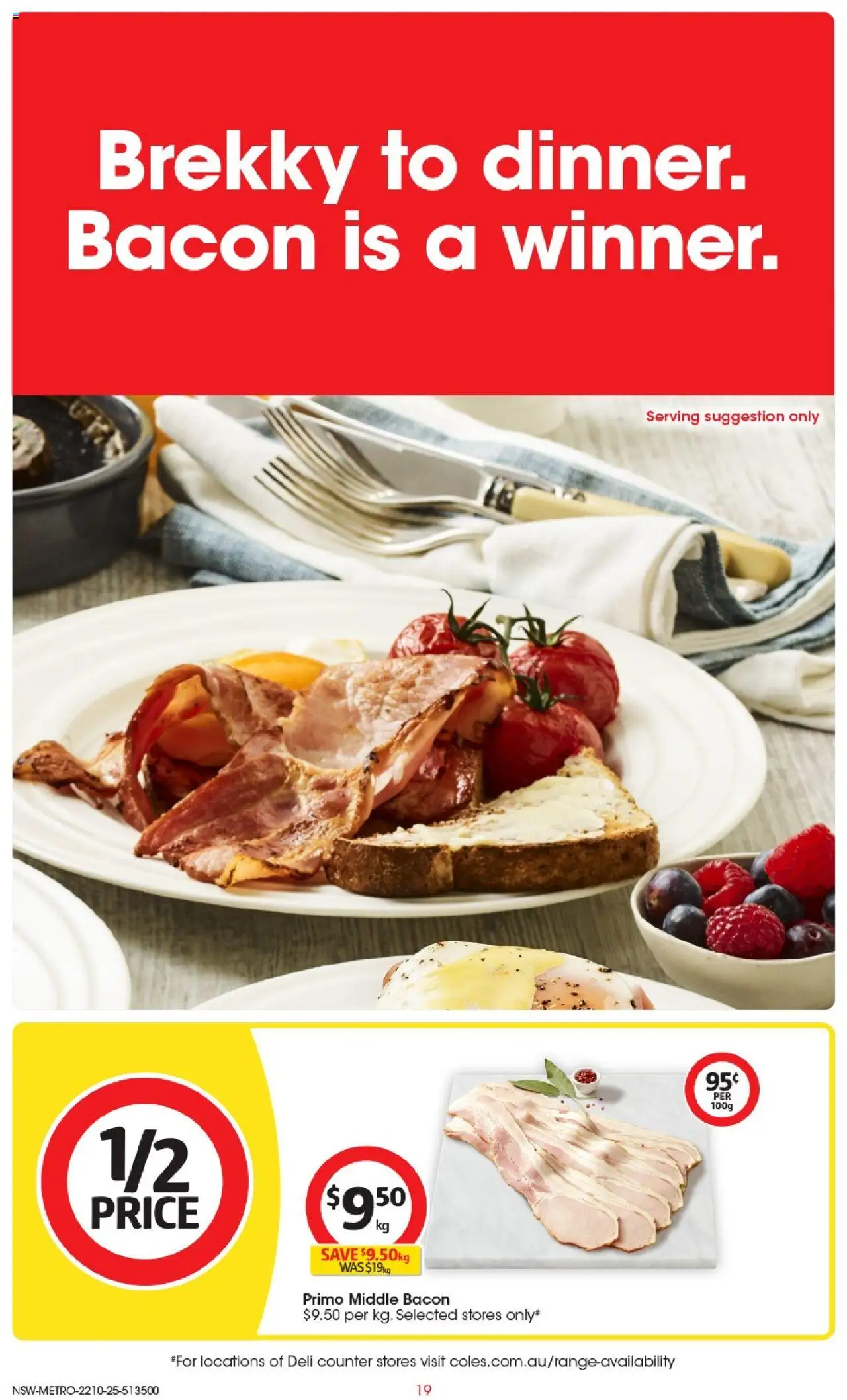 Coles catalogue - valid from 22.10.2025 | Page: 19 | Products: Bacon