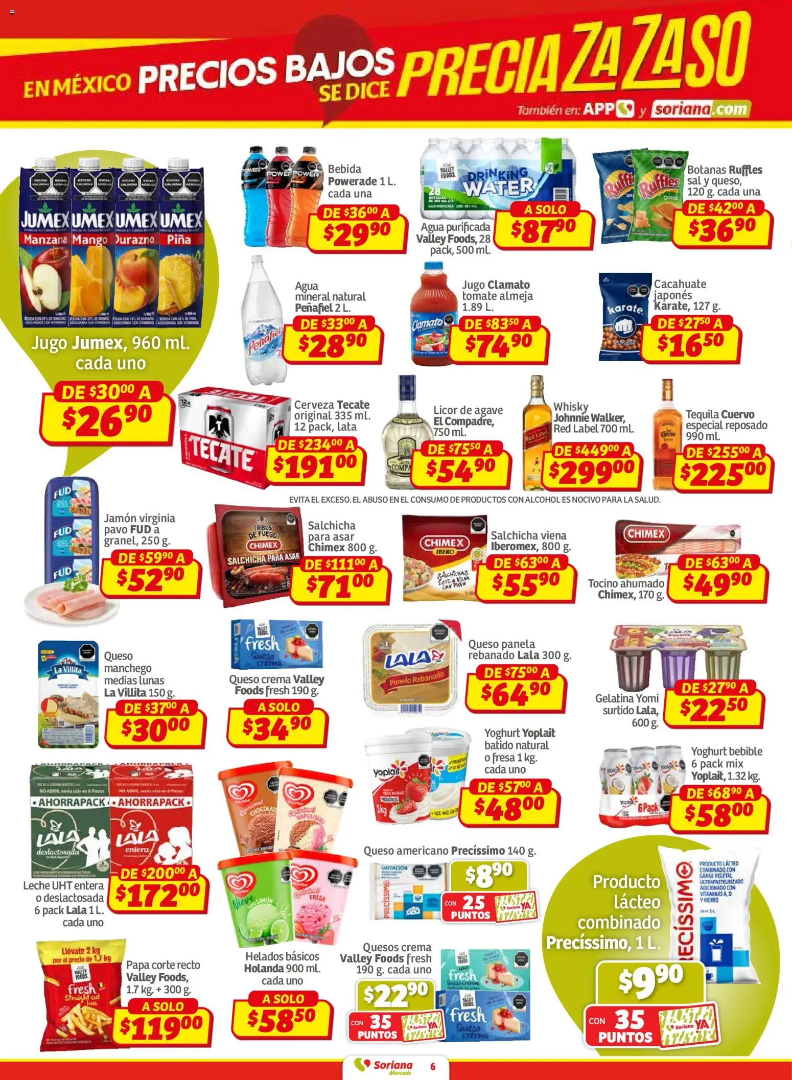 Nuevas ofertas de Soriana válidas en toda la República Mexicana desde el 30.01.2026. ¡Encuentra las mejores ofertas en Soriana - Pesito Valedor Mercado: Ags, Col, Gto, Jal, Mich! | Página: 6 | Productos: Sal, Cacahuate, Chocolate, Whisky