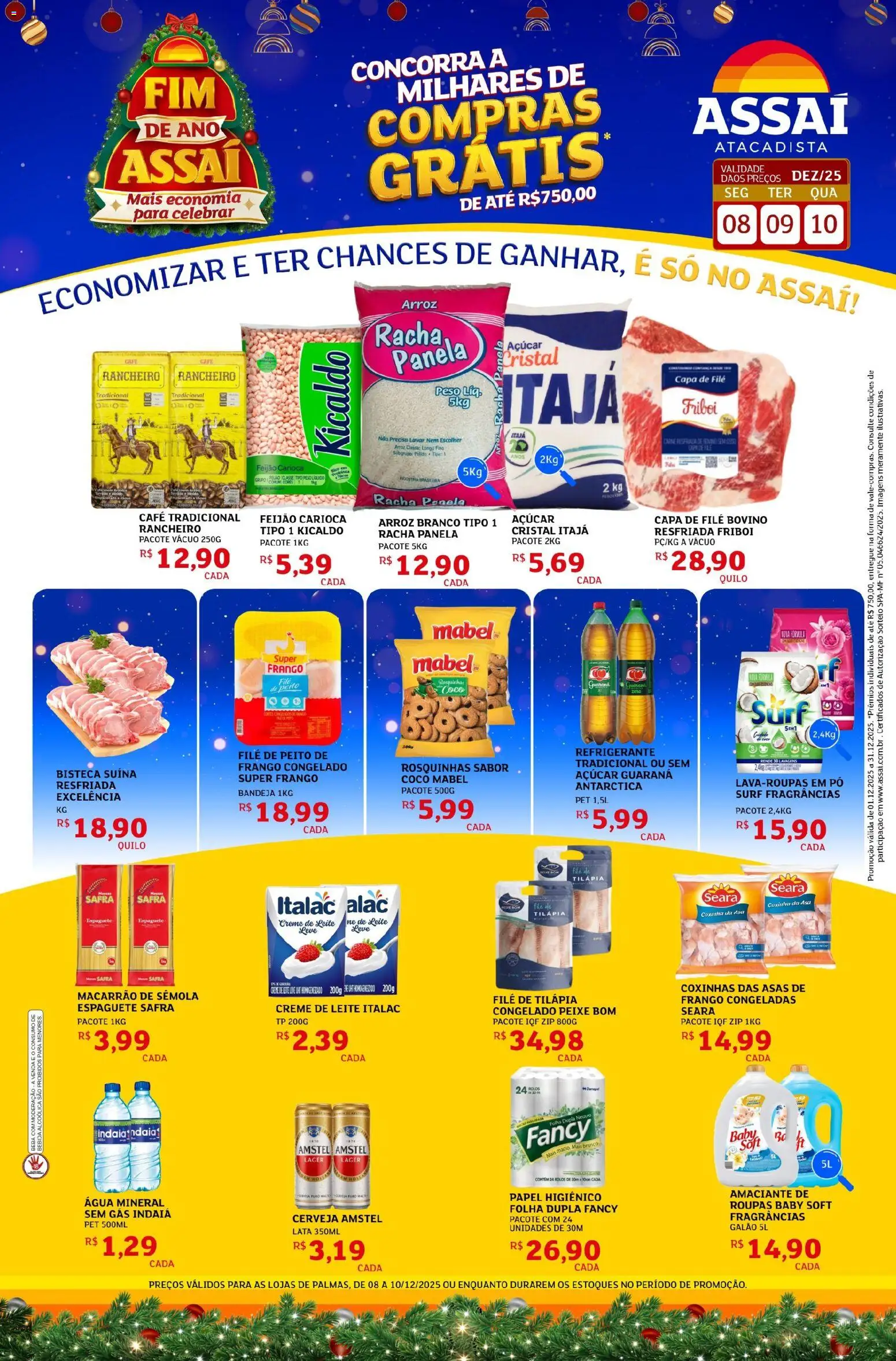 Assaí Atacadista Folheto - válido de 08.12.2025 | Página: 1 | Produtos: Guaraná, Cerveja, Peixe, Carne