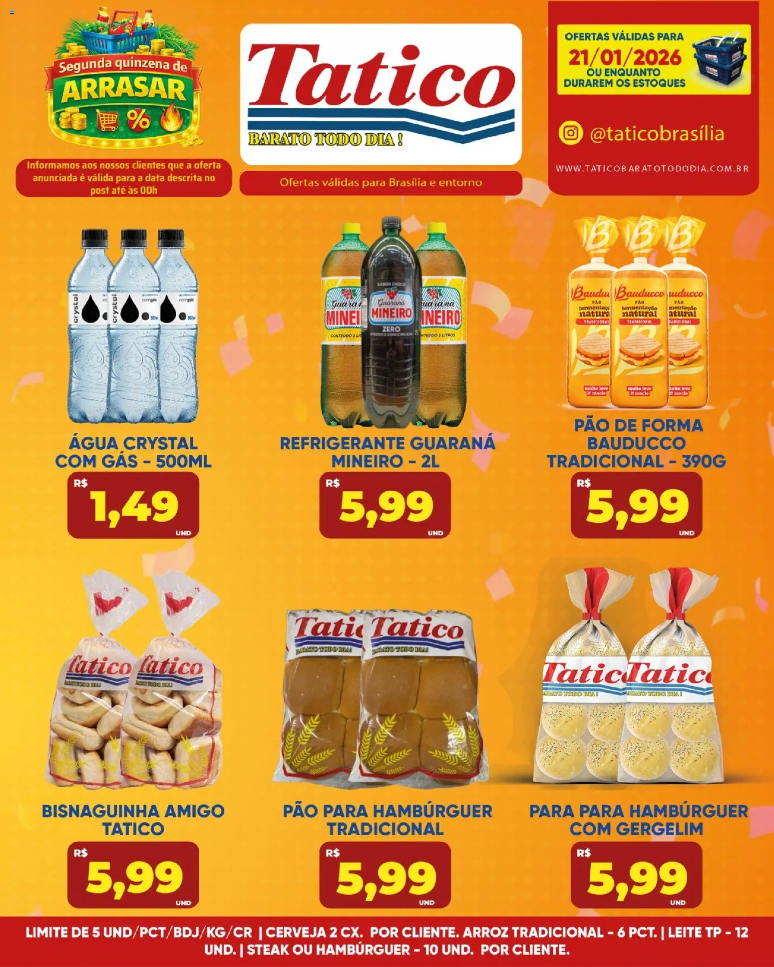 Tatico Folheto - válido de 21.01.2026 | Página: 5 | Produtos: Guaraná, Leite, Pão, Arroz