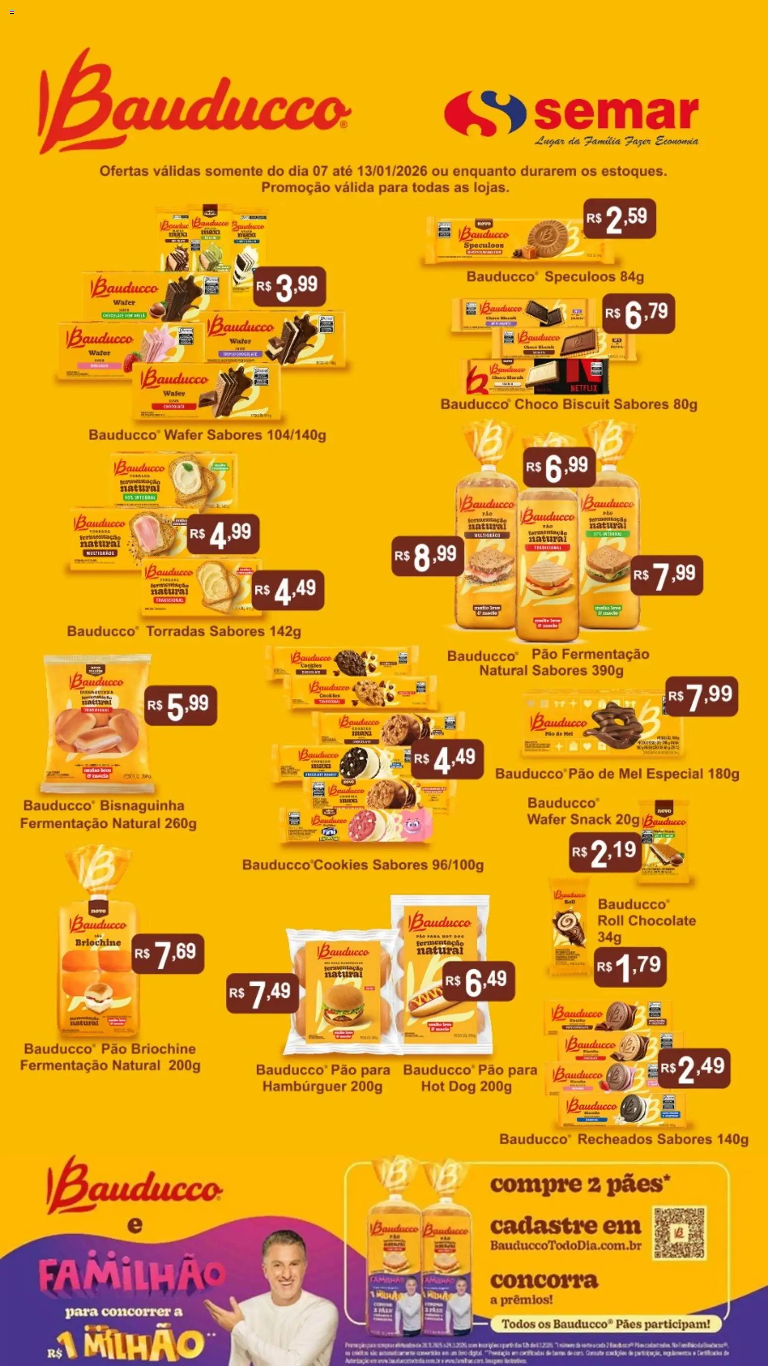 Semar Supermercado Folheto - válido de 07.01.2026 | Página: 1 | Produtos: Chocolate, Mel, Hambúrguer, Cookies
