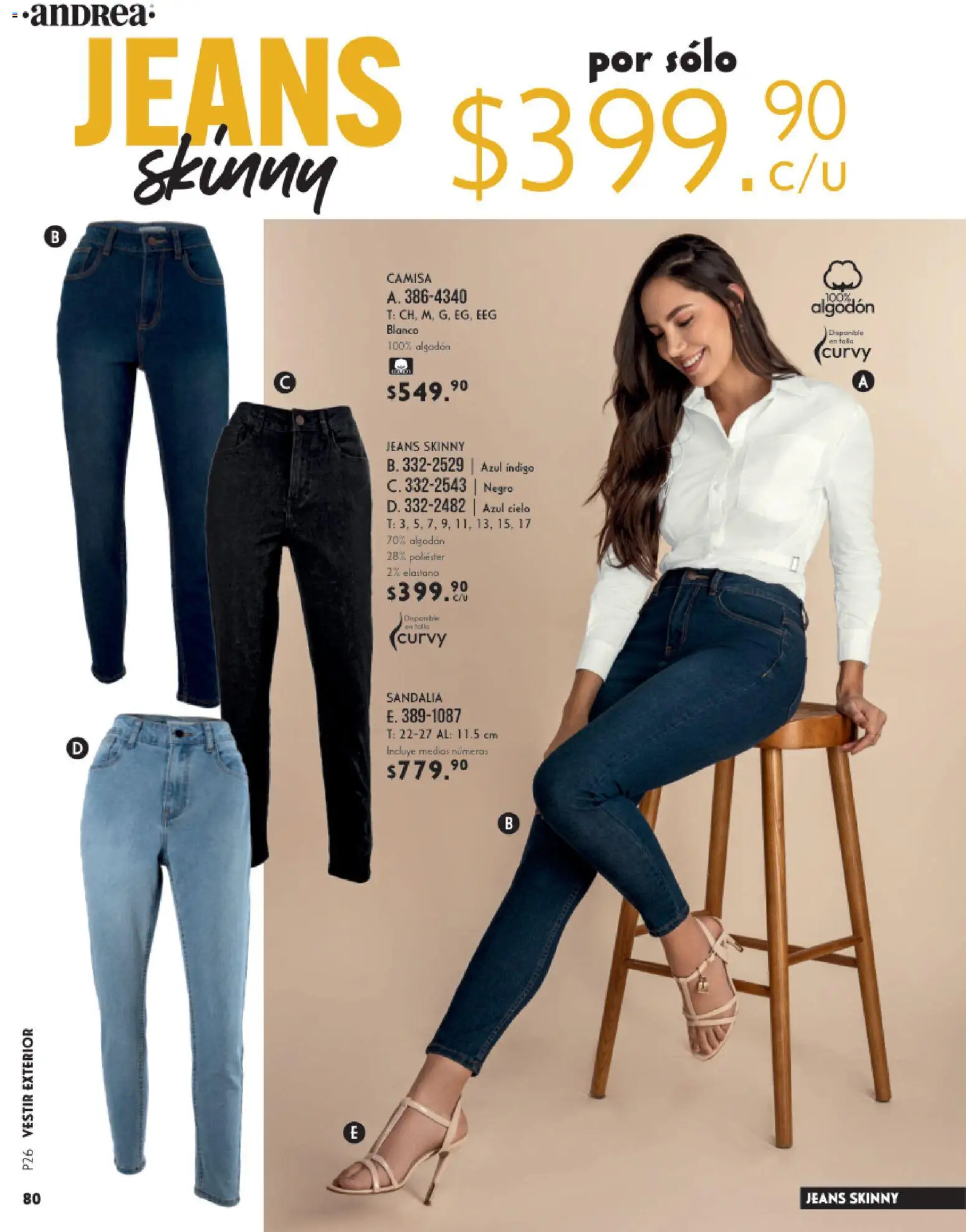 Nuevas ofertas de Andrea válidas en toda la República Mexicana desde el 25.01.2026. ¡Encuentra las mejores ofertas en Andrea catálogo Vestir! | Página: 80 | Productos: Camisa, Algodón