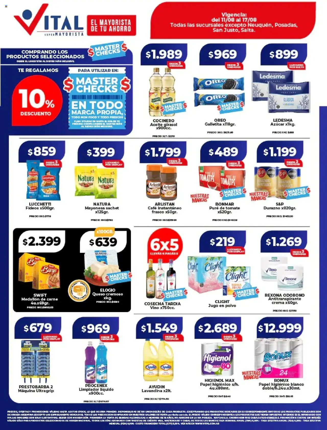 Vital ofertas │ válido desde el 11.08.2025 | Página: 1 | Productos: Lavandina, Queso, Jugo, Fideos