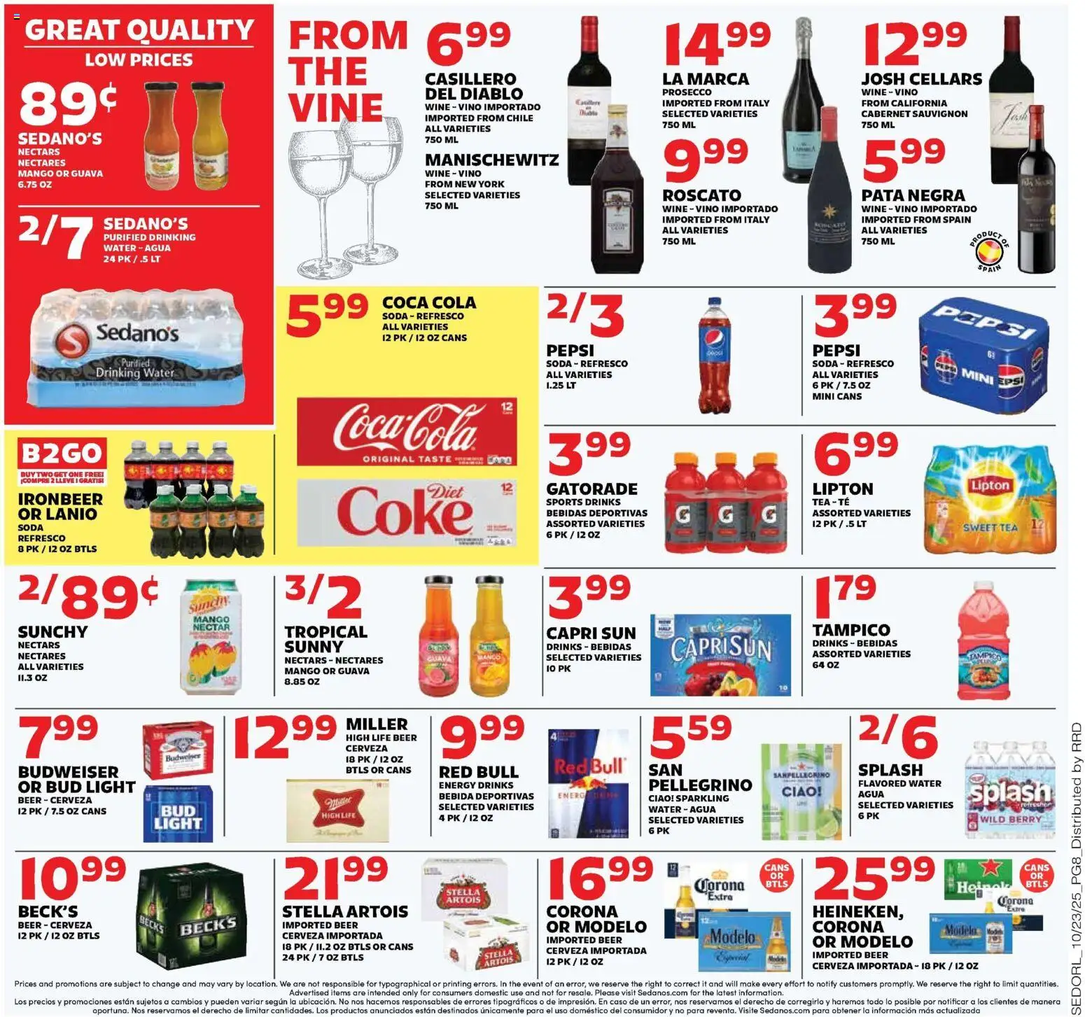 Sedano's Weekly Ad - valid from 22.10.2025 | Page: 8 | Products: Wine, Beer, Tea, Mango