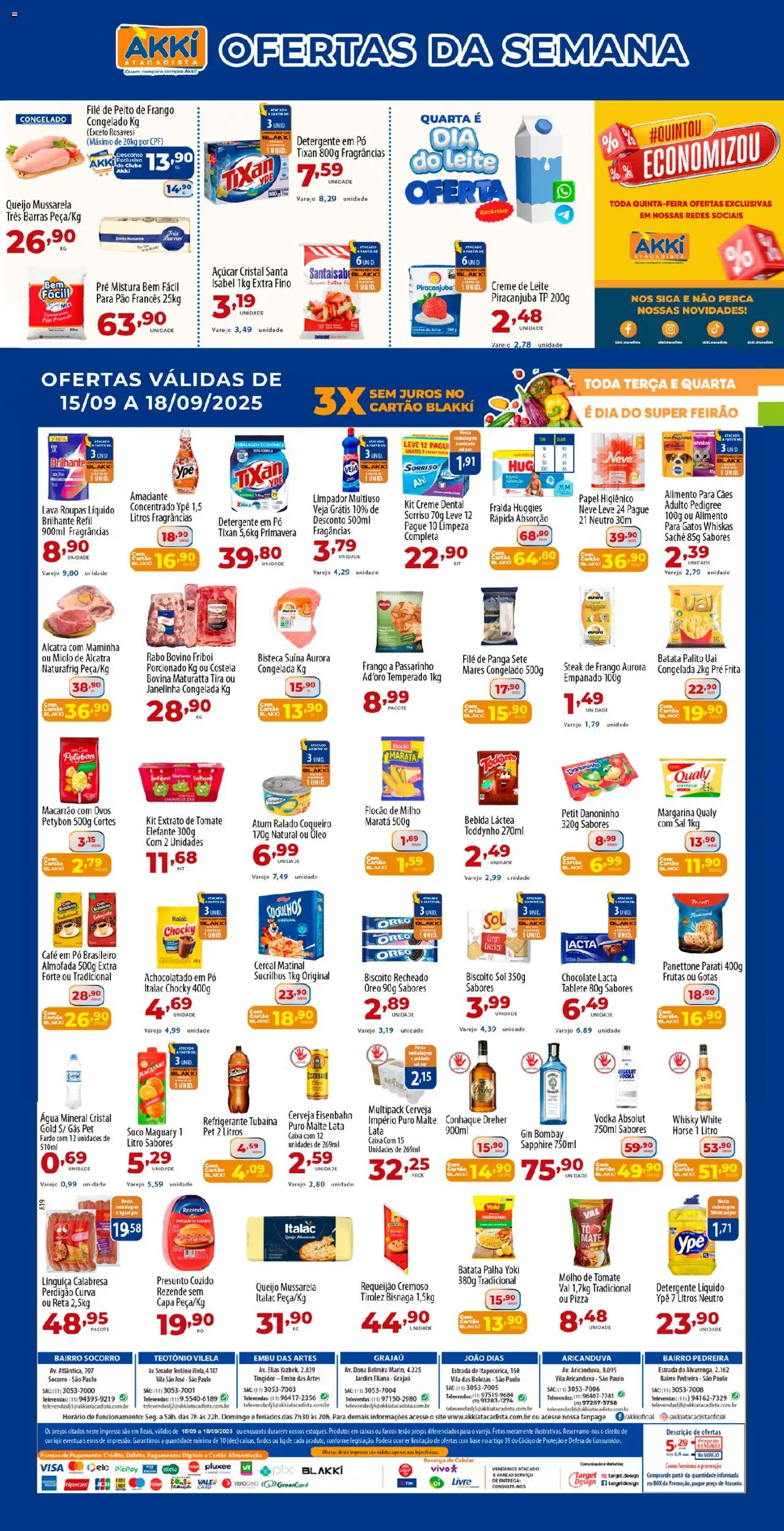 Akki Atacadista Folheto - válido de 15.09.2025 | Página: 1 | Produtos: Molho de tomate, Macarrão, Sucrilhos, Batata palha