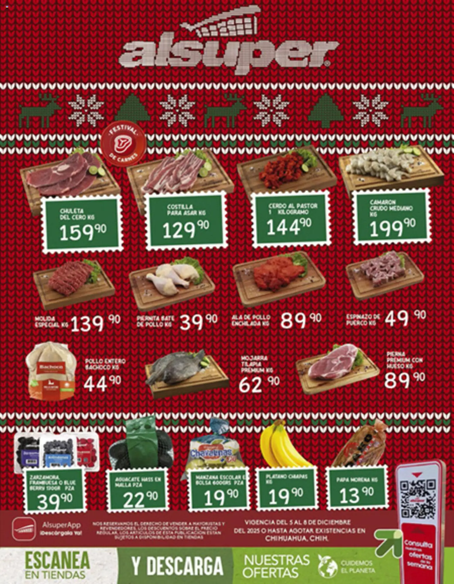 Nuevas ofertas de Alsuper válidas en toda la República Mexicana desde el 05.12.2025. ¡Encuentra las mejores ofertas en Alsuper folleto Chihuahua Capital! | Página: 1 | Productos: Pollo, Plátano, Papa, Manzana
