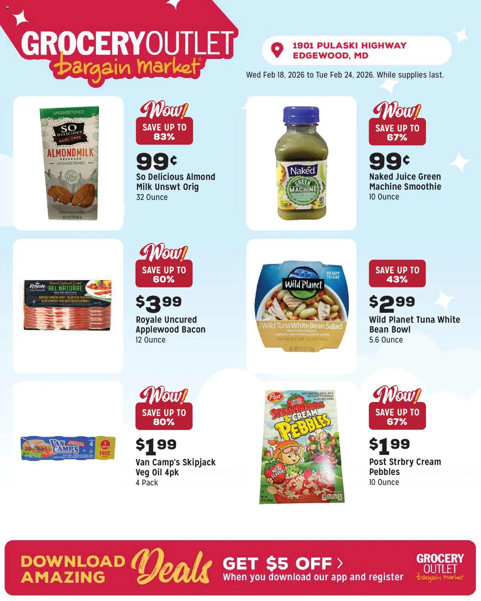 Grocery Outlet Weekly Ad - MD - valid from 18.02.2026 | Page: 6 | Products: Peppers, Rice, Strawberries, Salad