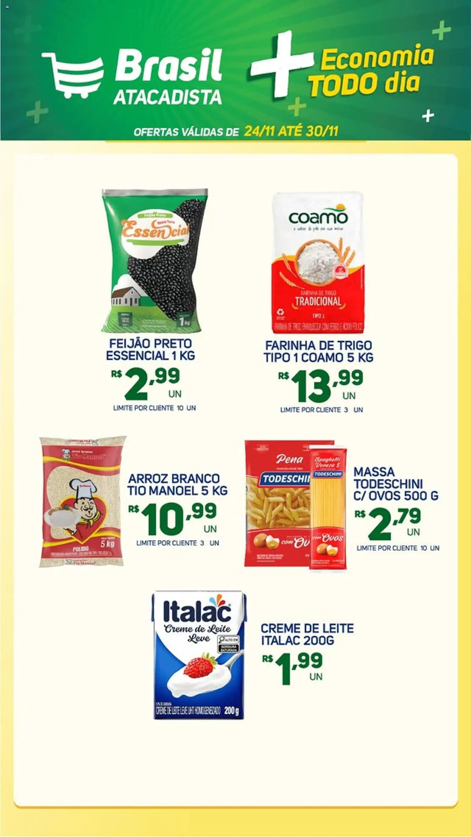 Brasil Atacadista Folheto - válido de 24.11.2025 | Página: 3 | Produtos: Leite, Ovos, Arroz, Fita