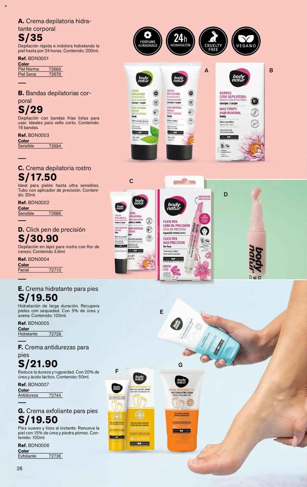 Catálogo Leonisa válido desde 24.06.2025 | Página: 28 | Productos: Exfoliante, Crema depilatoria, Crema, Perfume