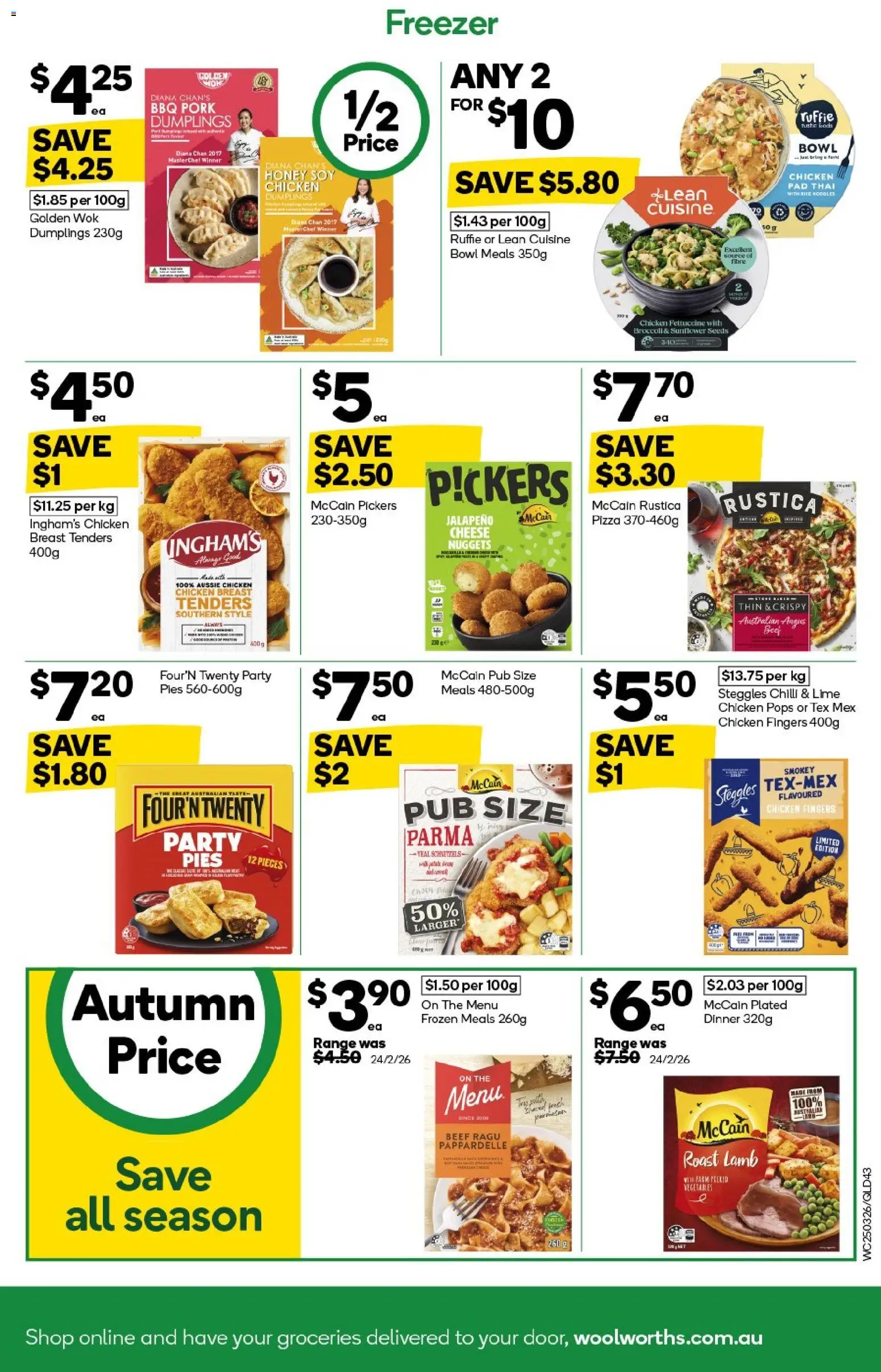 Woolworths catalogue - valid from 25.03.2026 | Page: 43 | Products: Cheese, Pizza, Pork, Freezer