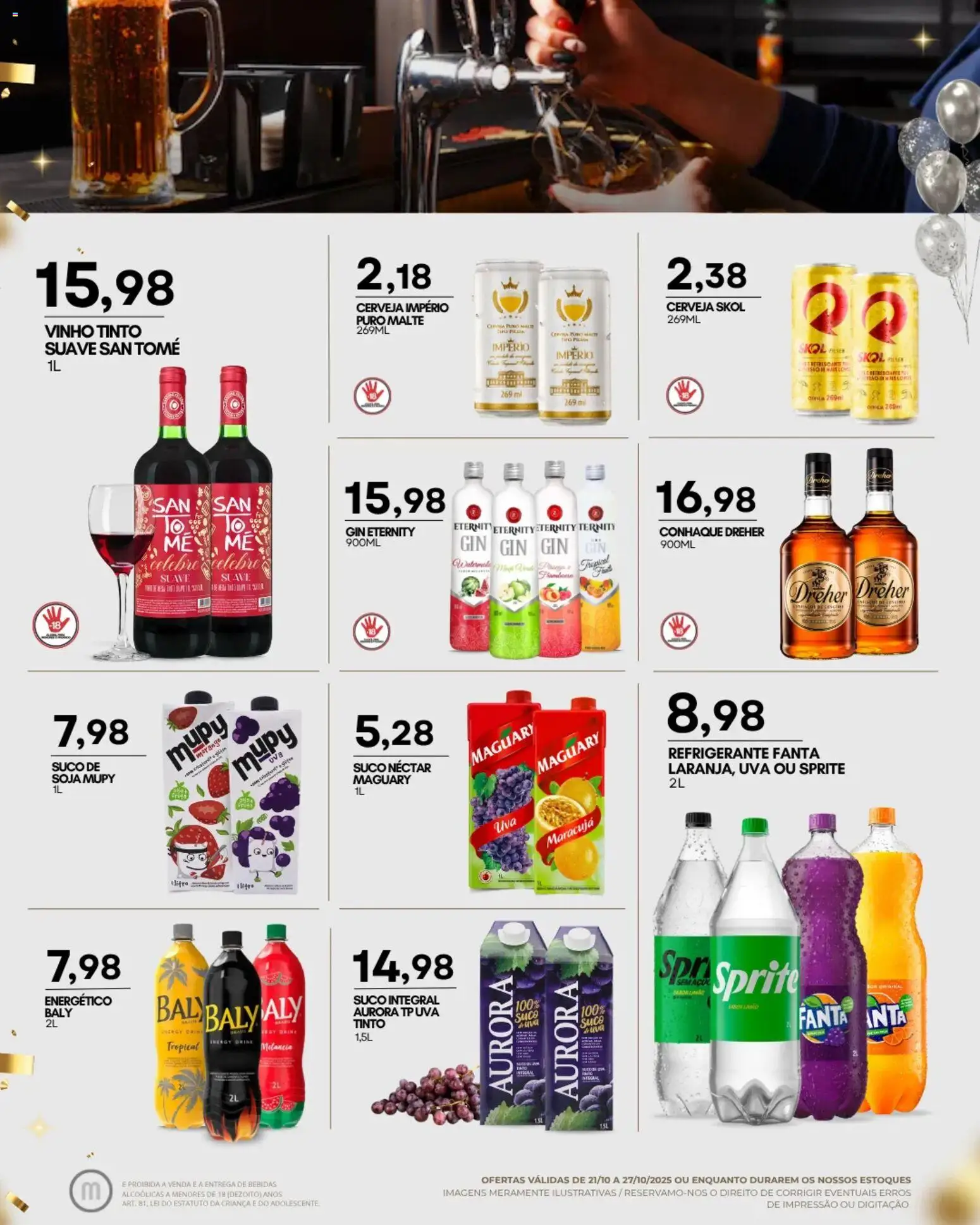 Mercadão Atacadista Folheto - válido de 21.10.2025 | Página: 10 | Produtos: Energético, Cerveja, Gin, Refrigerante