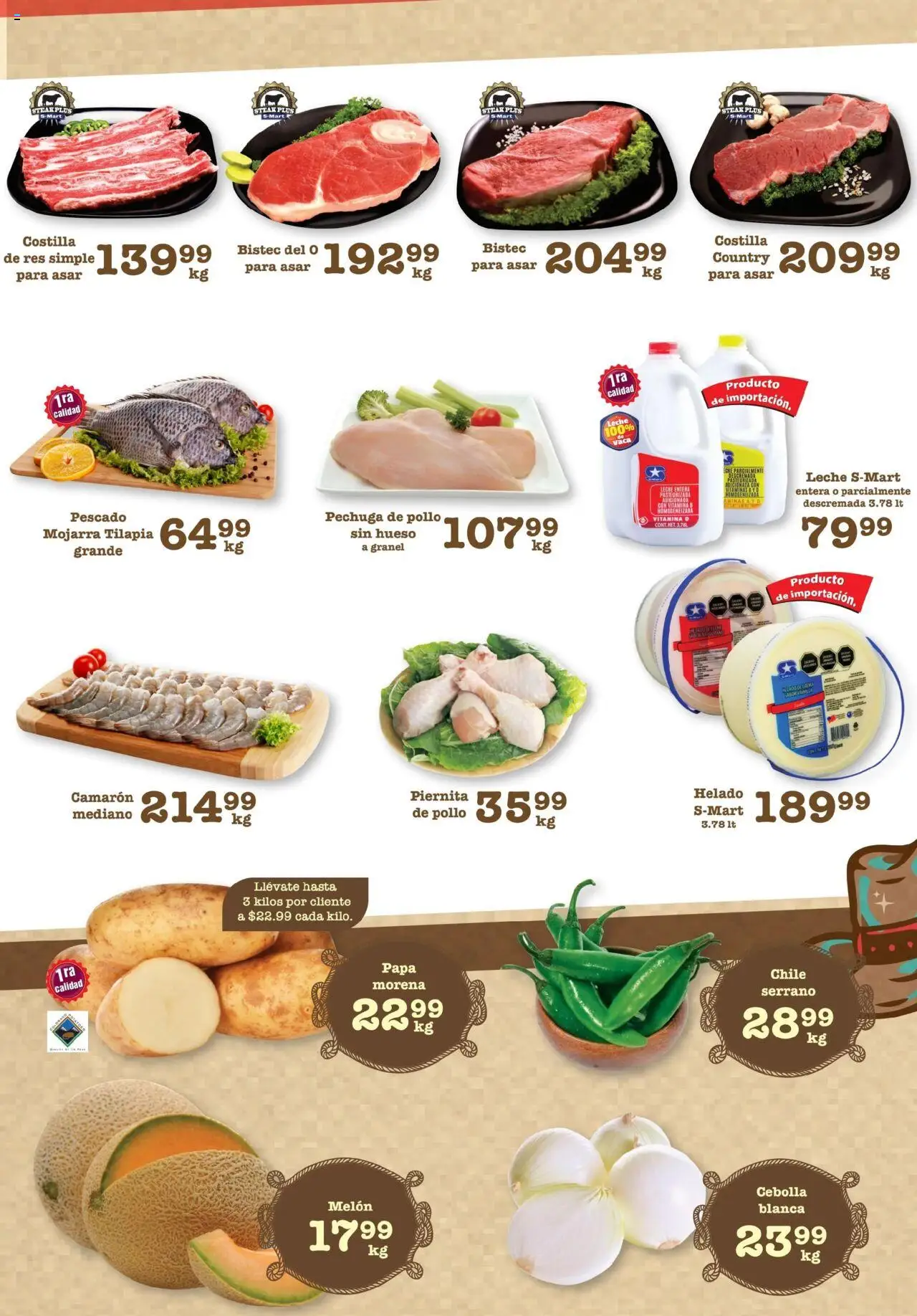 Nuevas ofertas de S-Mart válidas en toda la República Mexicana desde el 01.08.2025. ¡Encuentra las mejores ofertas en S-Mart - Folleto - Nuevo Laredo! | Página: 4 | Productos: Pollo, Papa, Leche, Short