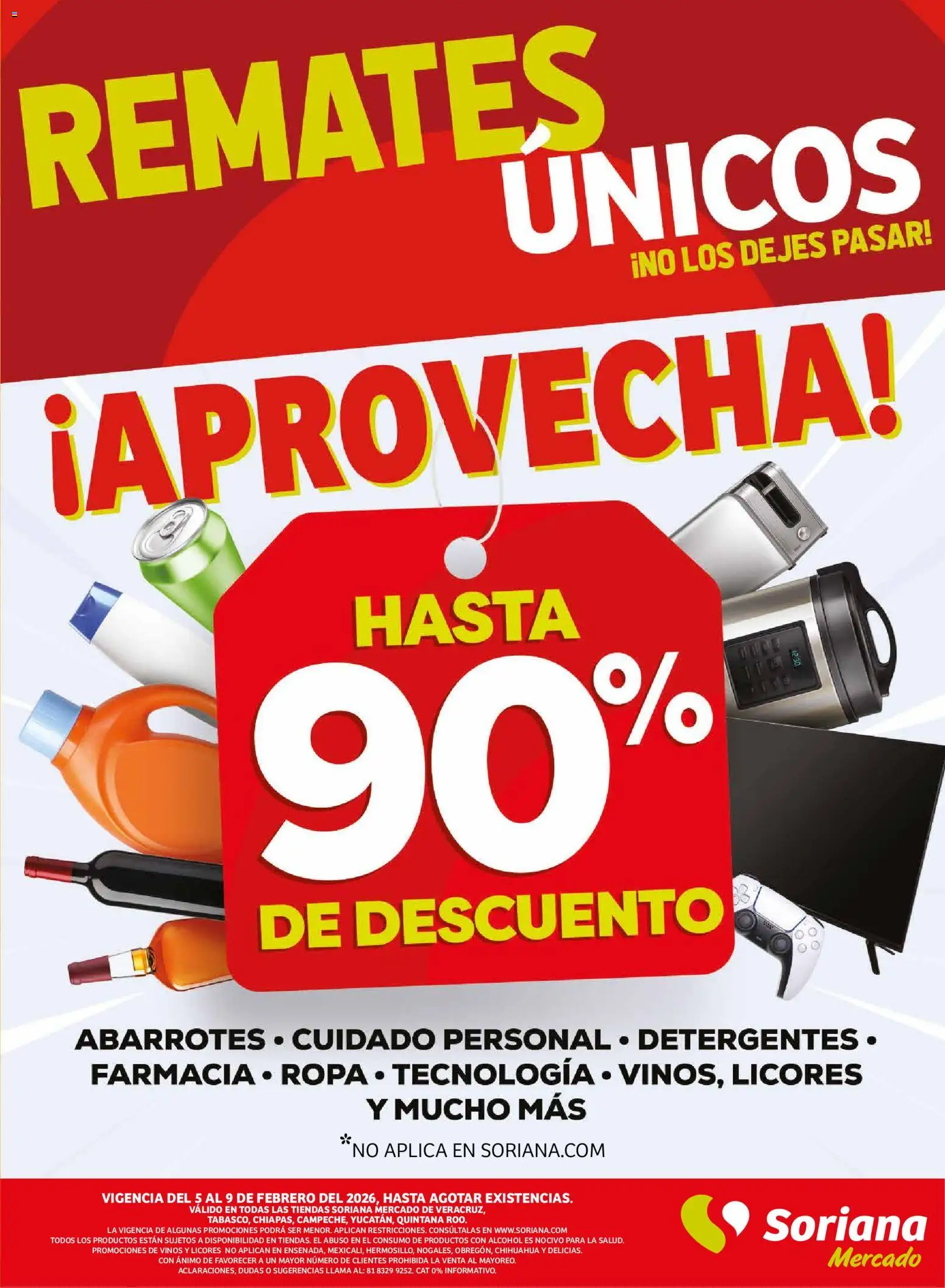 Nuevas ofertas de Soriana válidas en toda la República Mexicana desde el 05.02.2026. ¡Encuentra las mejores ofertas en Soriana - Fin de Semana Mercado: Ver, Tab, Chis, Camp, Yuc y Q. Roo! | Página: 10