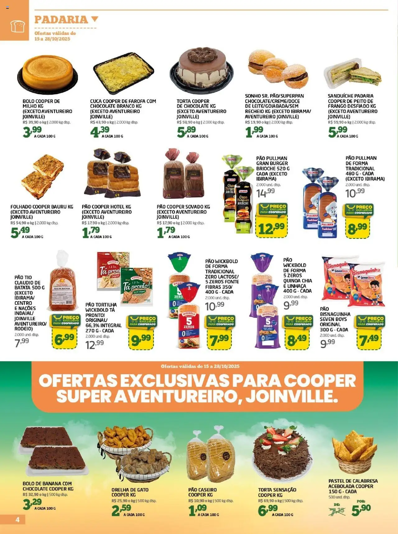 Cooper Folheto - válido de 15.10.2025 | Página: 4 | Produtos: Linhaça, Chia, Pão, Frango