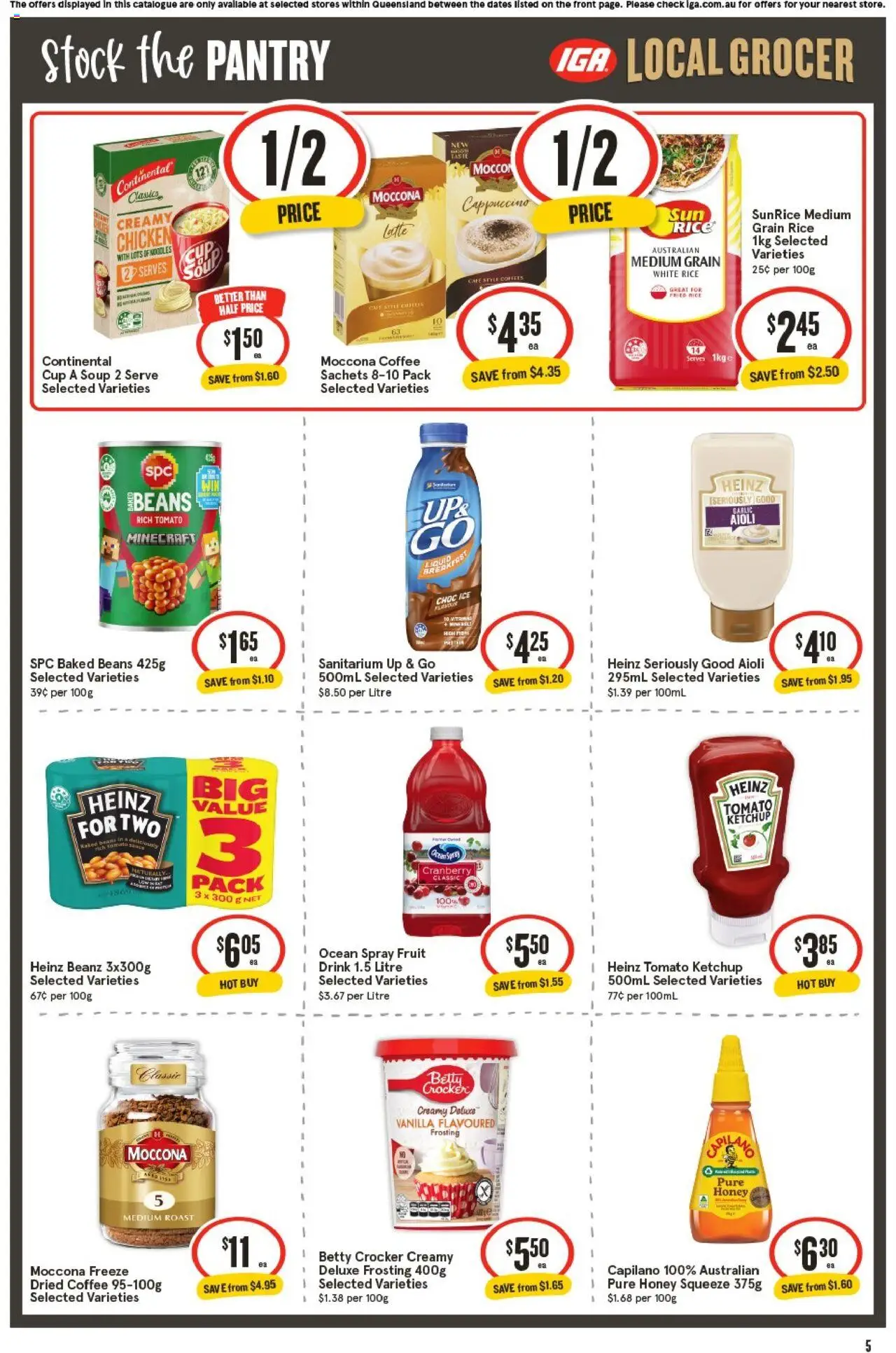 IGA catalogue - valid from 15.10.2025 | Page: 5 | Products: Frosting, Coffee, Honey, Noodles