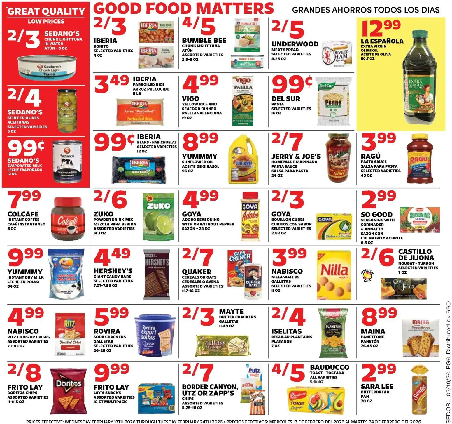 Sedano's Weekly Ad - valid from 18.02.2026 | Page: 6 | Products: Rice, Cereals, Sauce, Seafood