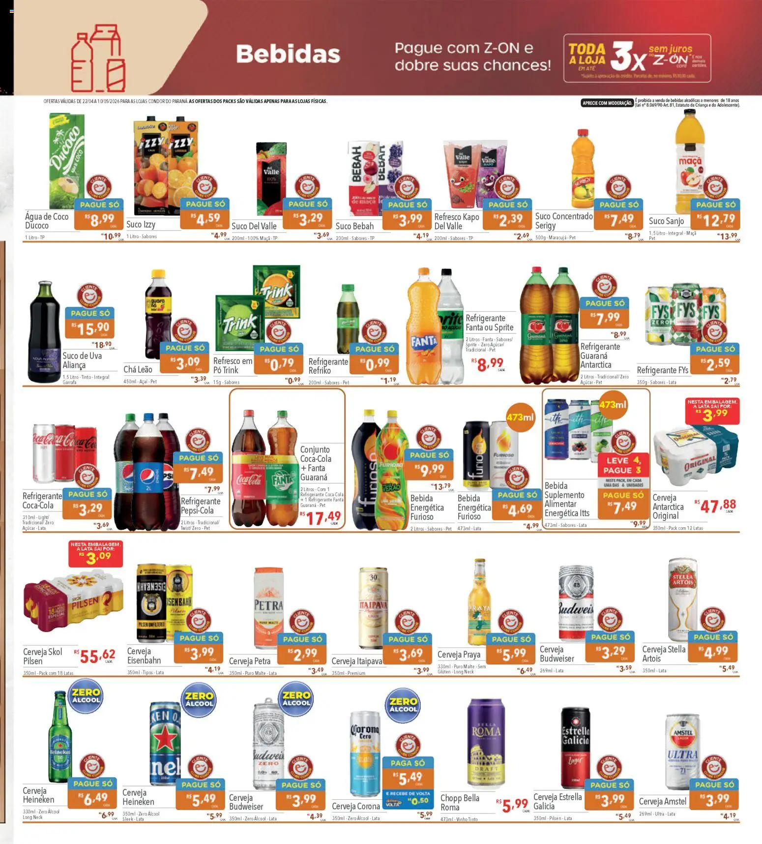Supermercados Condor Folheto - válido de 22.04.2026 | Página: 17 | Produtos: Coco, Pó, Cerveja, Açaí