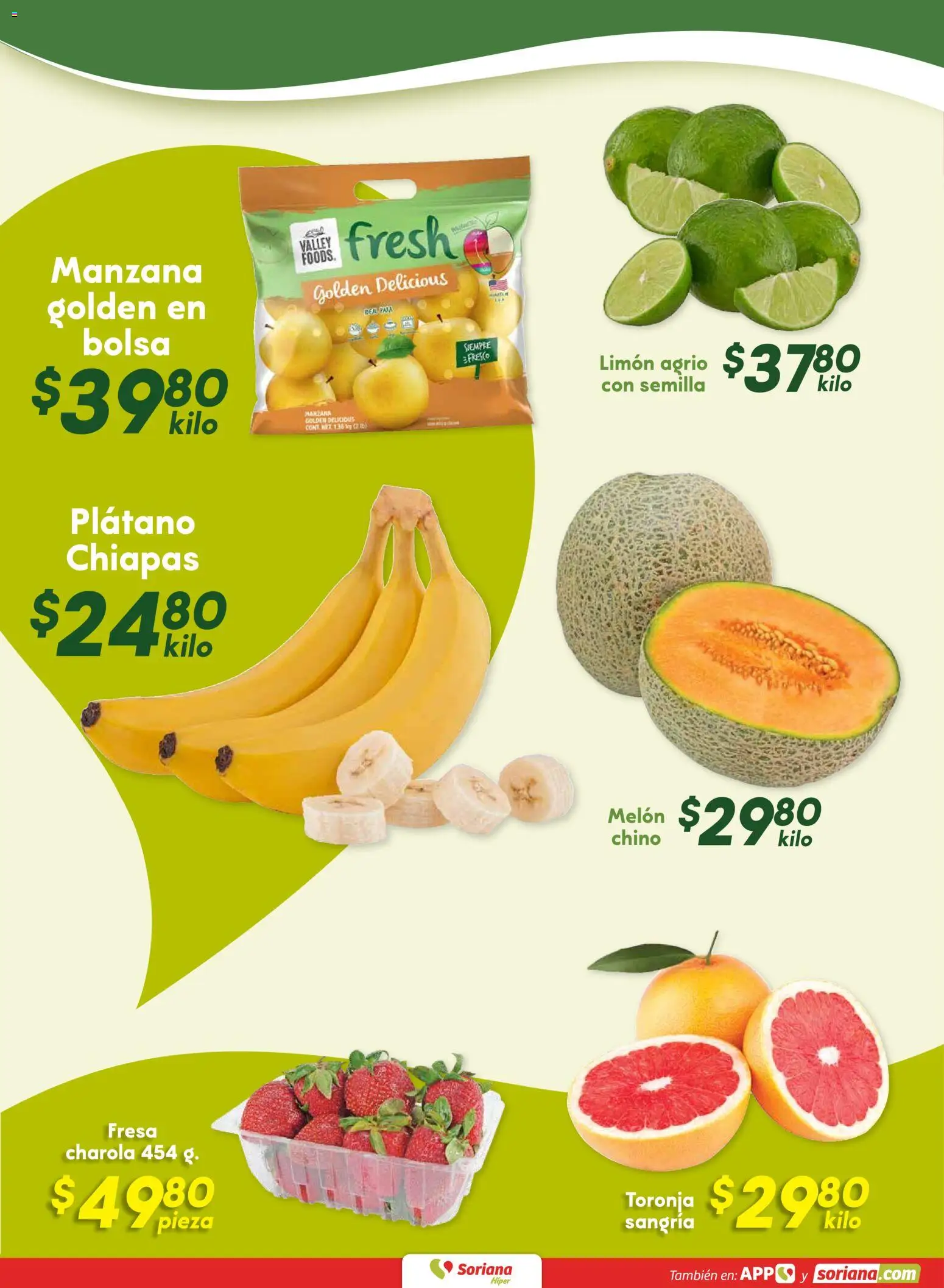 Nuevas ofertas de Soriana válidas en toda la República Mexicana desde el 19.02.2026. ¡Encuentra las mejores ofertas en Soriana - Fin de Semana Híper: Nuevo León, Ciudad Victoria y Tampico! | Página: 12 | Productos: Plátano, Bolsa, Manzana, Toronja