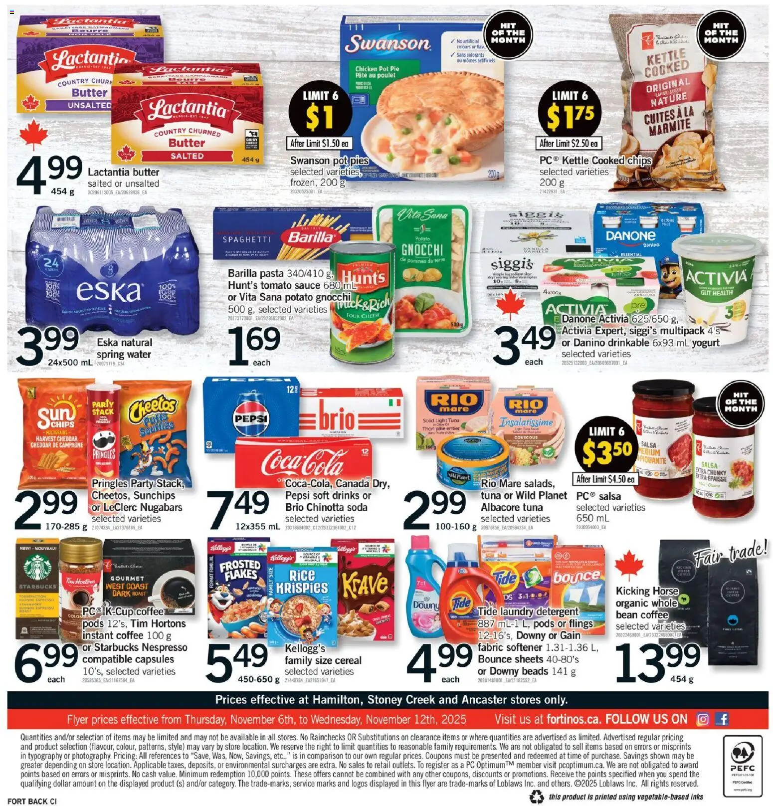 Fortinos flyer valid from 06.11.2025 | Page: 2 | Products: Pasta, PC, Butter, Cheese