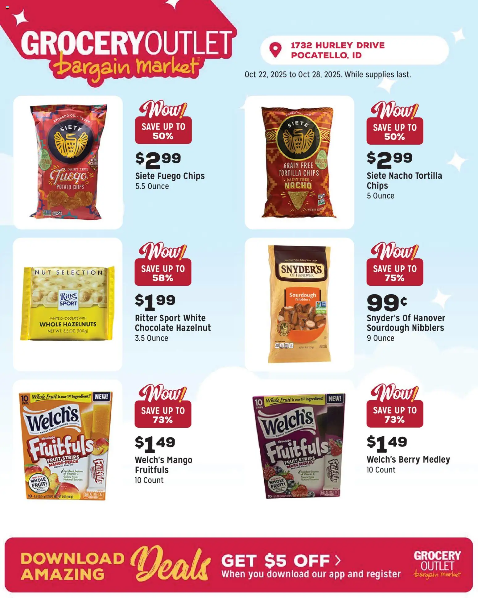 Grocery Outlet Weekly Ad - ID - valid from 22.10.2025 | Page: 10 | Products: Chocolate, Chips, Avocado, Mango