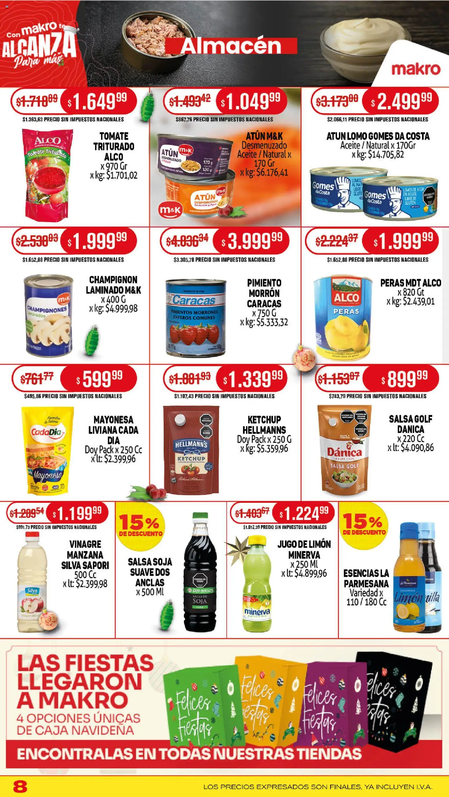 Makro ofertas │ válido desde el 04.11.2025 | Página: 8 | Productos: Vinagre, Ketchup, Manzana, Agua