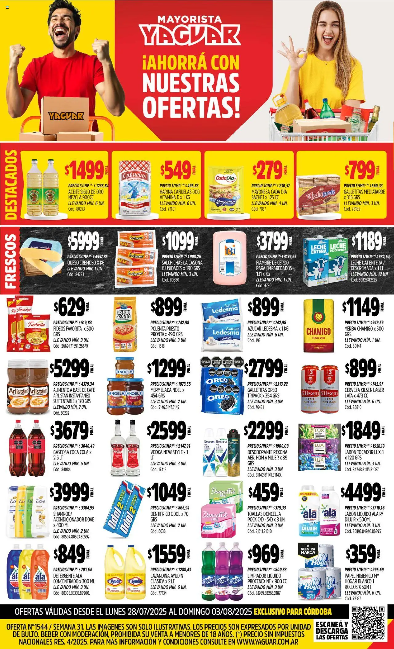 Yaguar - Córdoba │ válido desde el 28.07.2025 | Página: 1 | Productos: Galletitas, Jabón líquido, Desodorante, Limpiador