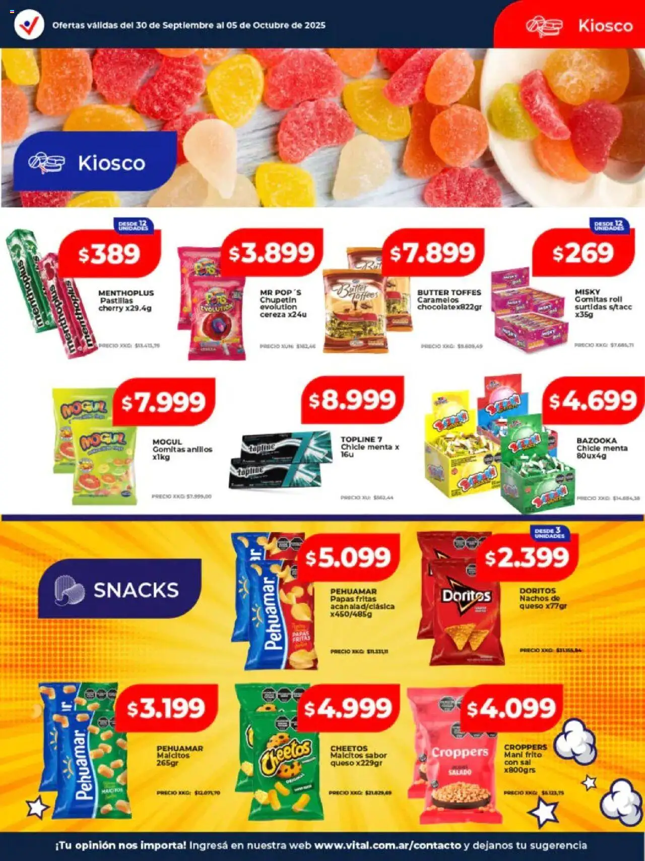 Vital - Ofertas Neuquén │ válido desde el 30.09.2025 | Página: 15 | Productos: Gomitas, Sal, Queso, Chicle