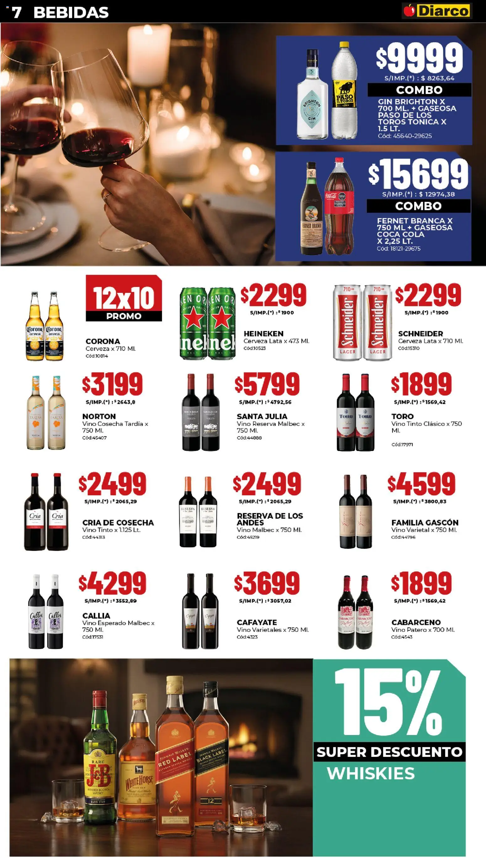 Diarco - Ofertas Interior │ válido desde el 27.10.2025 | Página: 7 | Productos: Gin, Fernet, Gaseosa, Cerveza