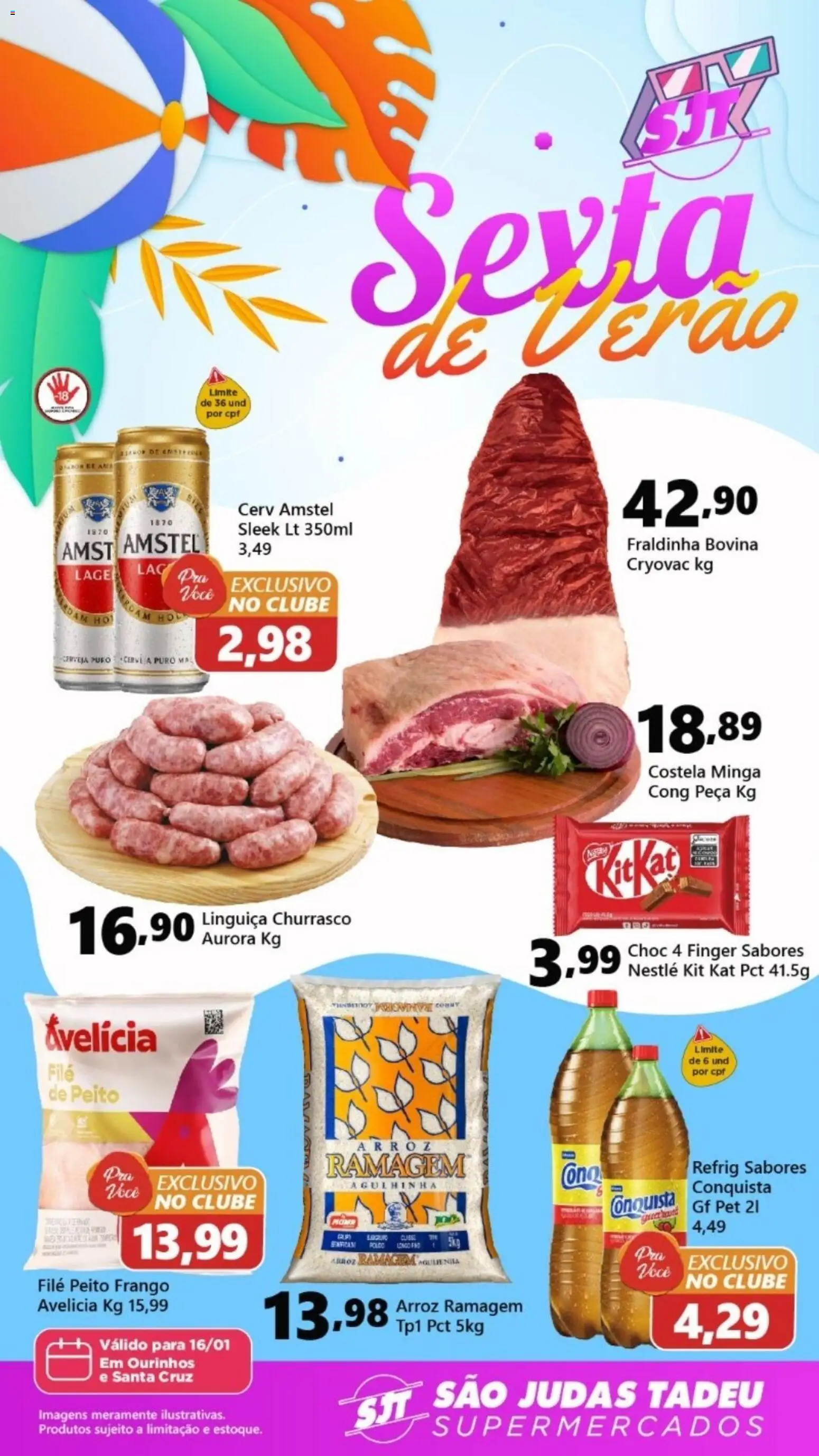 São Judas Tadeu Folheto - válido de 16.01.2026 | Página: 1 | Produtos: Linguiça, Fraldinha, Arroz, Kit Kat