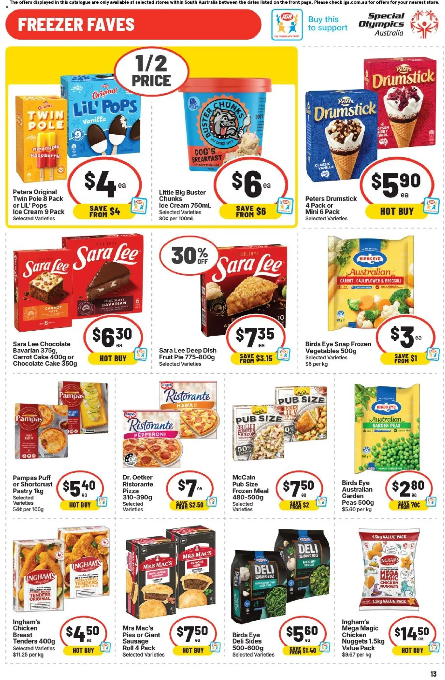IGA catalogue - valid from 29.04.2026 | Page: 13 | Products: Pizza, Pineapple, Vegetables, Raspberry