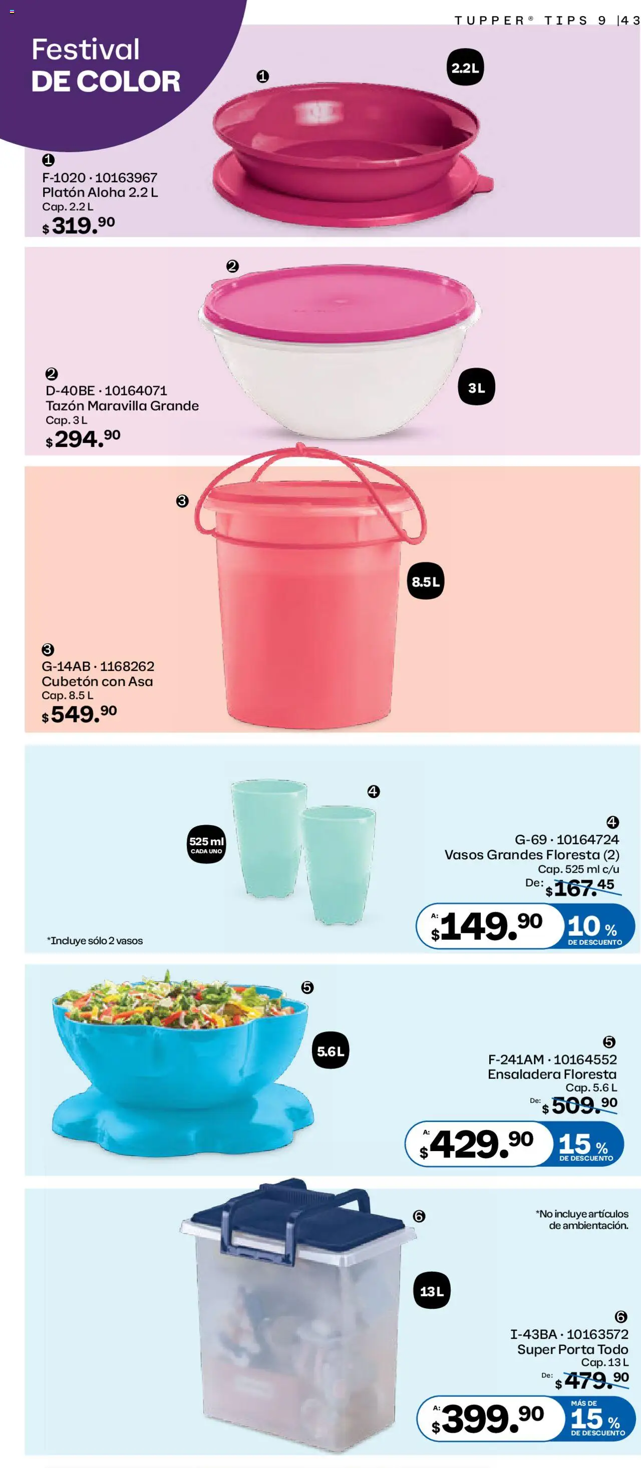 Nuevas ofertas de Tupperware válidas en toda la República Mexicana desde el 11.08.2025. ¡Encuentra las mejores ofertas en Tupperware catálogo! | Página: 43 | Productos: Ensaladera, Tupper, Vasos
