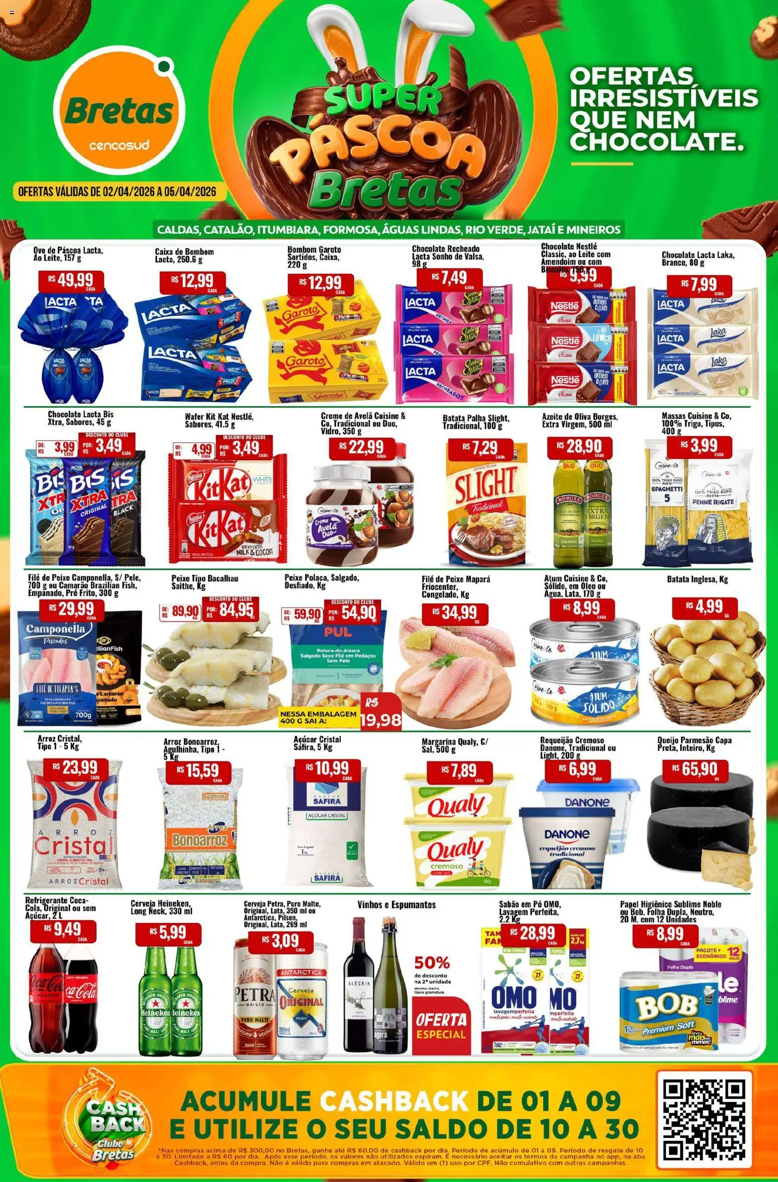 Bretas Folheto - válido de 02.04.2026 | Página: 1 | Produtos: Cerveja, Açúcar, Batata, Papel higiênico