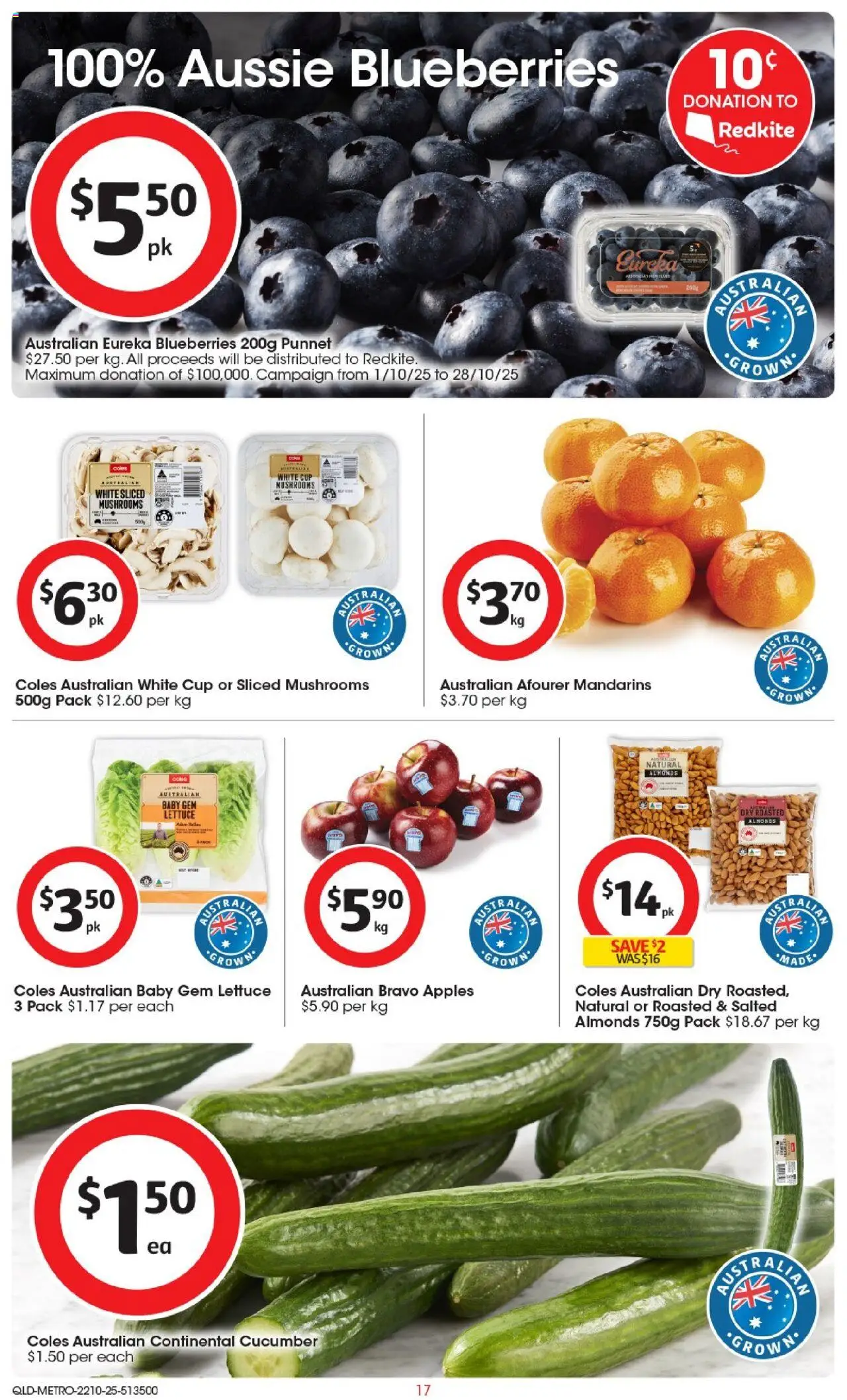 Coles catalogue - valid from 22.10.2025 | Page: 18 | Products: Almonds, Gem, Lettuce, Mandarins