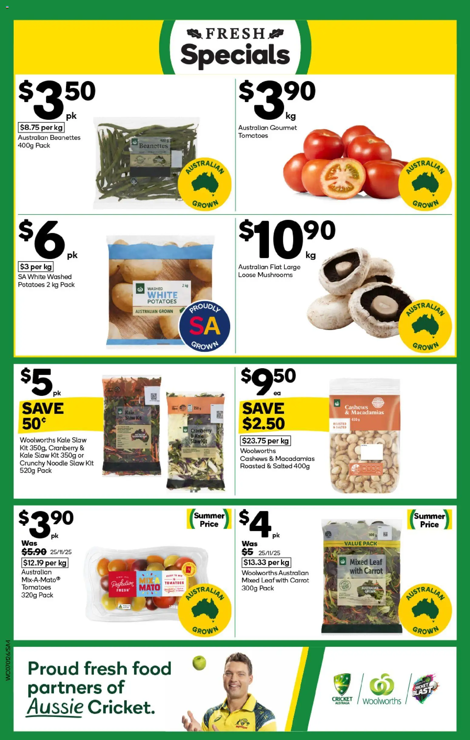 Woolworths catalogue - valid from 07.01.2026 | Page: 4 | Products: Kale, Tomatoes, Mushrooms, Potatoes