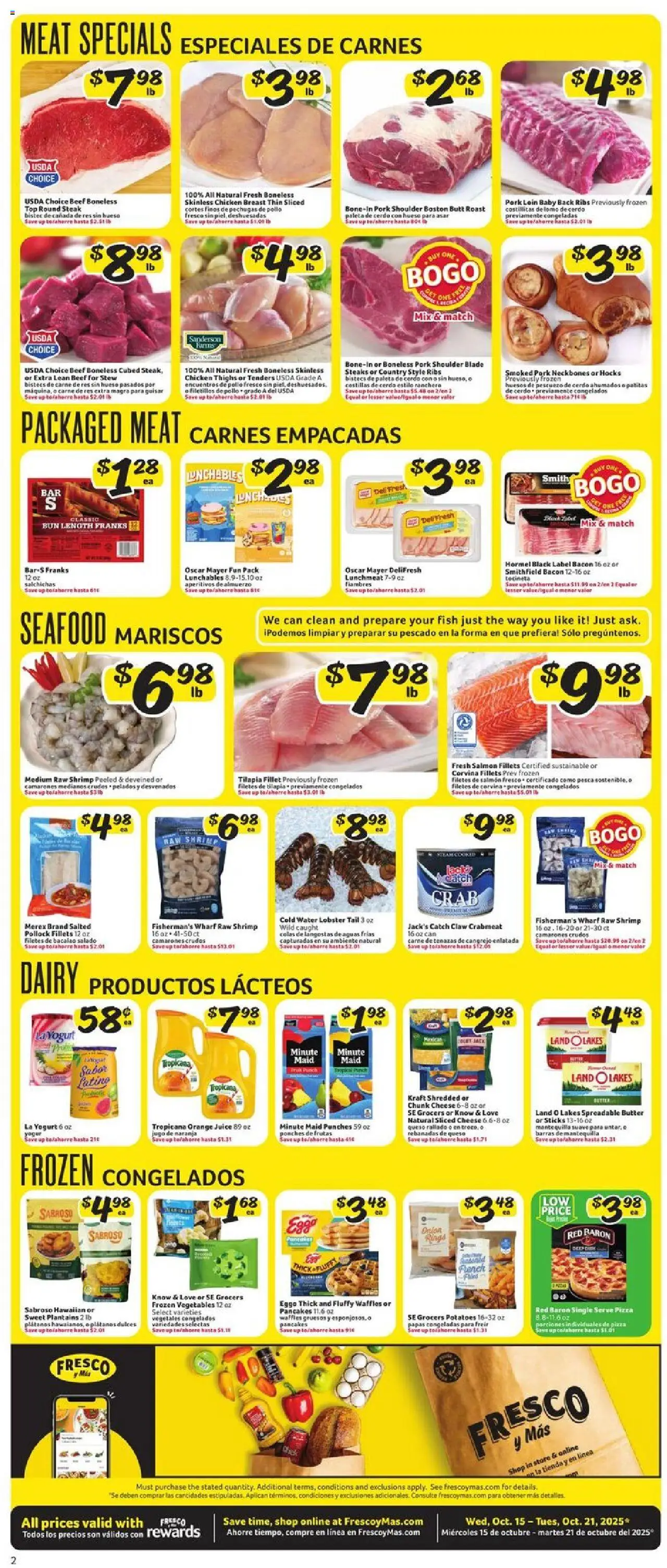 Fresco y Más Weekly Ad - valid from 15.10.2025 | Page: 2 | Products: Butter, Yogurt, Juice, Water