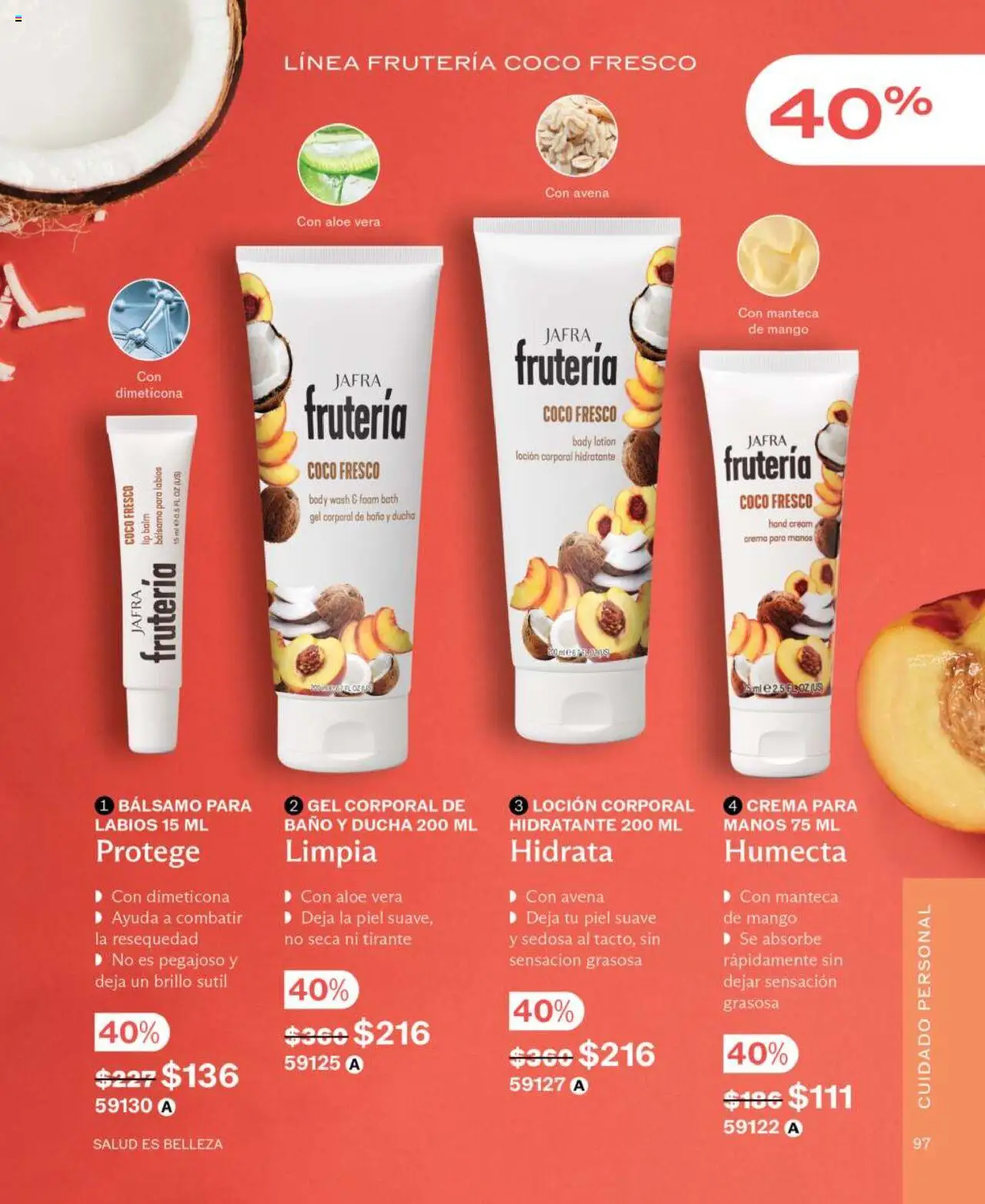 Nuevas ofertas de JAFRA válidas en toda la República Mexicana desde el 01.06.2025. ¡Encuentra las mejores ofertas en JAFRA catálogo! | Página: 97 | Productos: Crema, Brillo, Loción, Body