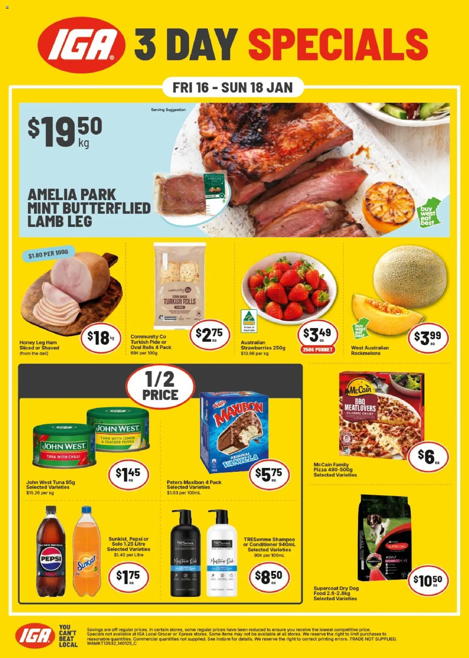 IGA catalogue - valid from 16.01.2026 | Page: 1 | Products: Honey, Lamb, Dog food, Lemon