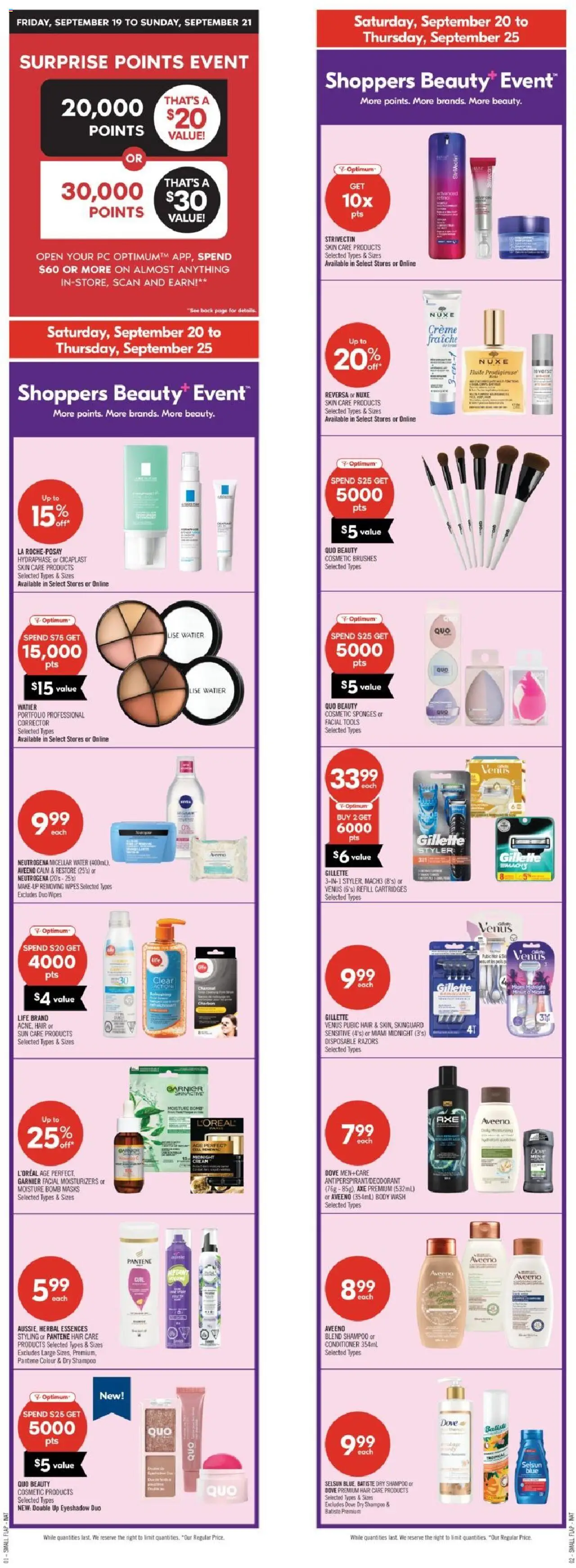 Shoppers flyer valid from 20.09.2025 | Page: 1 | Products: Cream, PC, Conditioner, Micellar water