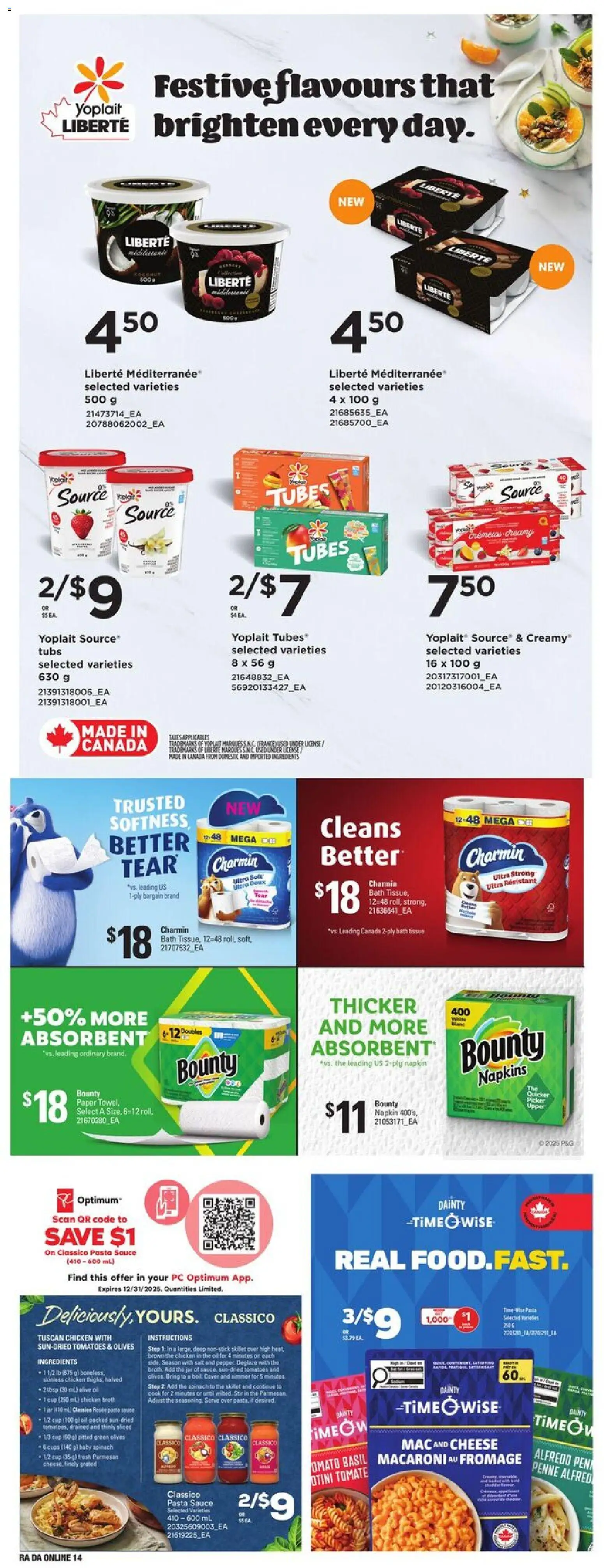 Atlantic Superstore flyer valid from 11.12.2025 | Page: 31 | Products: Pasta, PC, Bath, Cheese