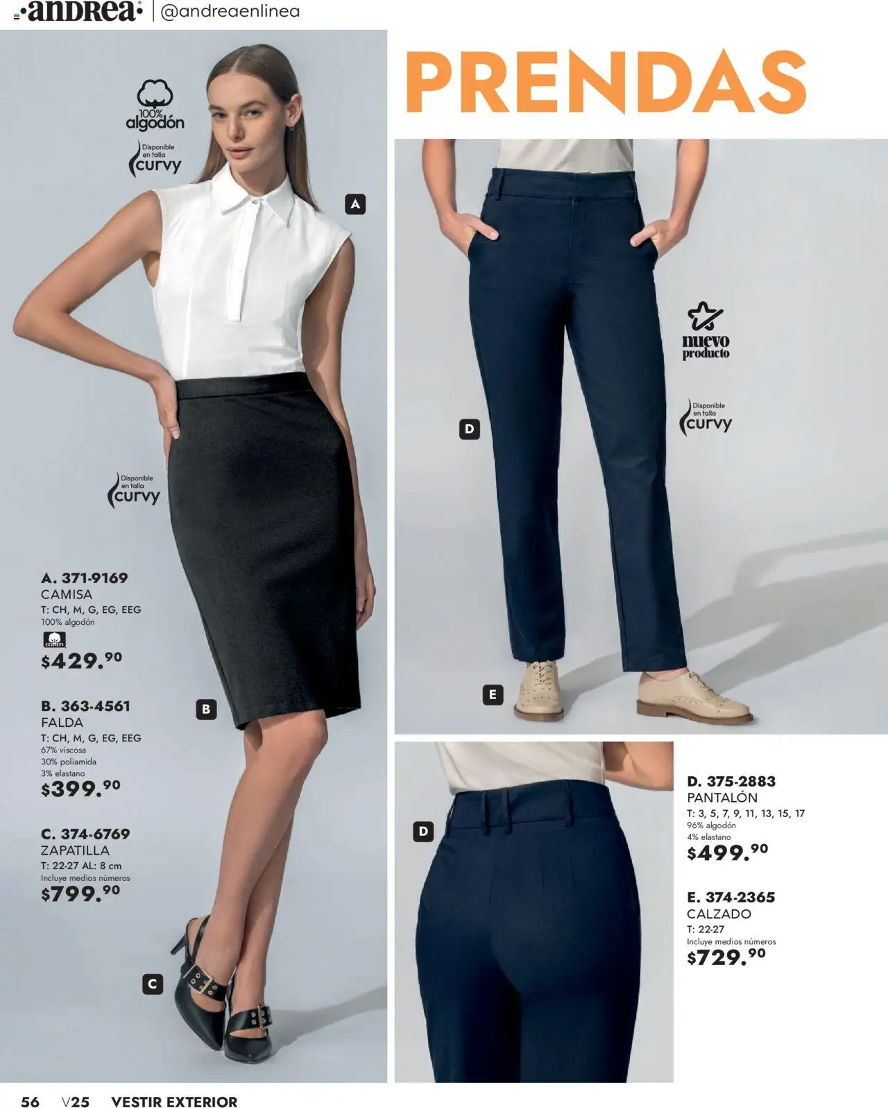 Nuevas ofertas de Andrea válidas en toda la República Mexicana desde el 25.05.2025. ¡Encuentra las mejores ofertas en Andrea - Catálogo Vestir Exterior! | Página: 56 | Productos: Camisa, Algodón, Falda
