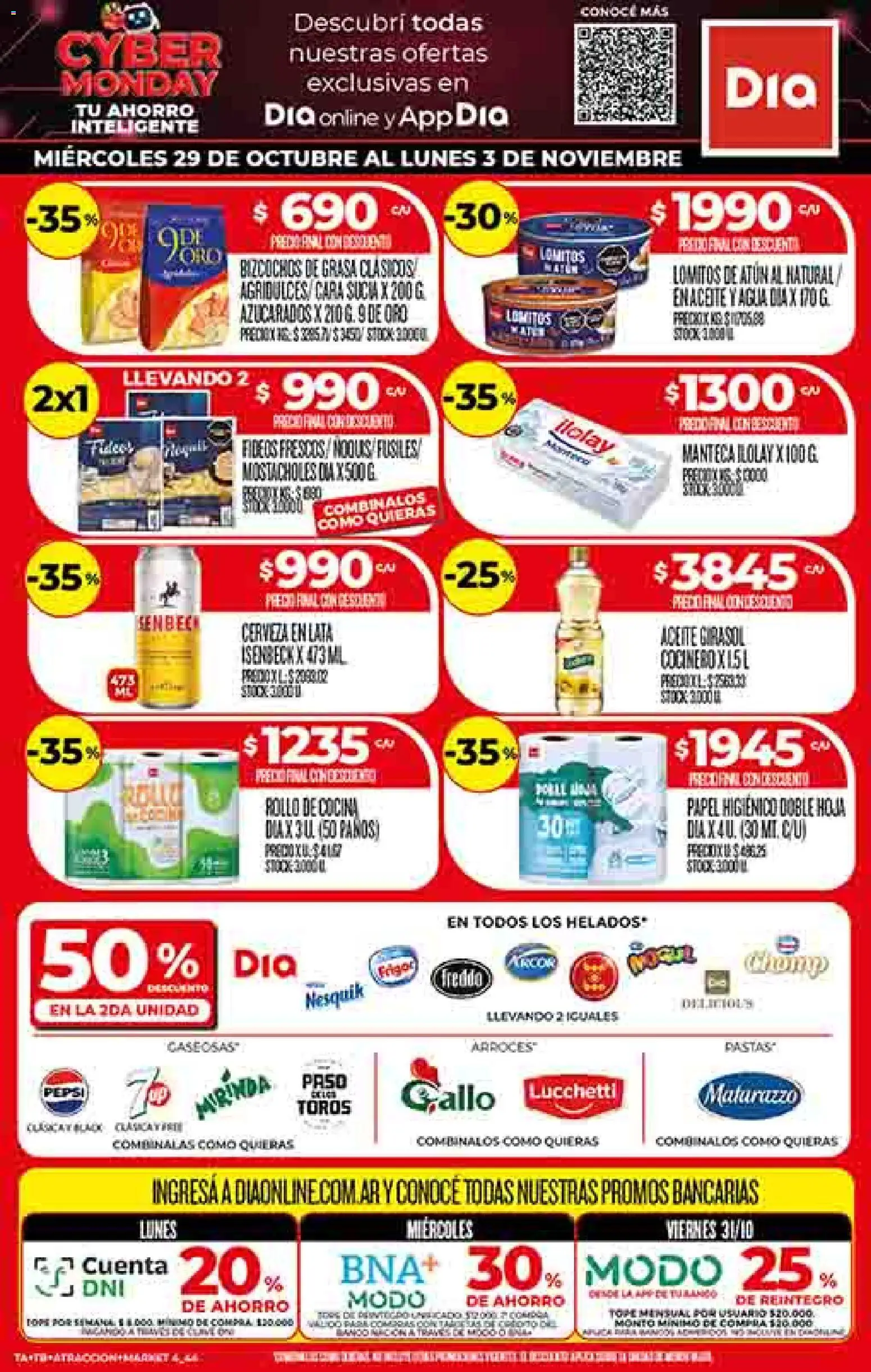 Supermercado DIA Ofertas │ válido desde el 29.10.2025 | Página: 1 | Productos: Papel higiénico, Aceite, Atún, Cerveza