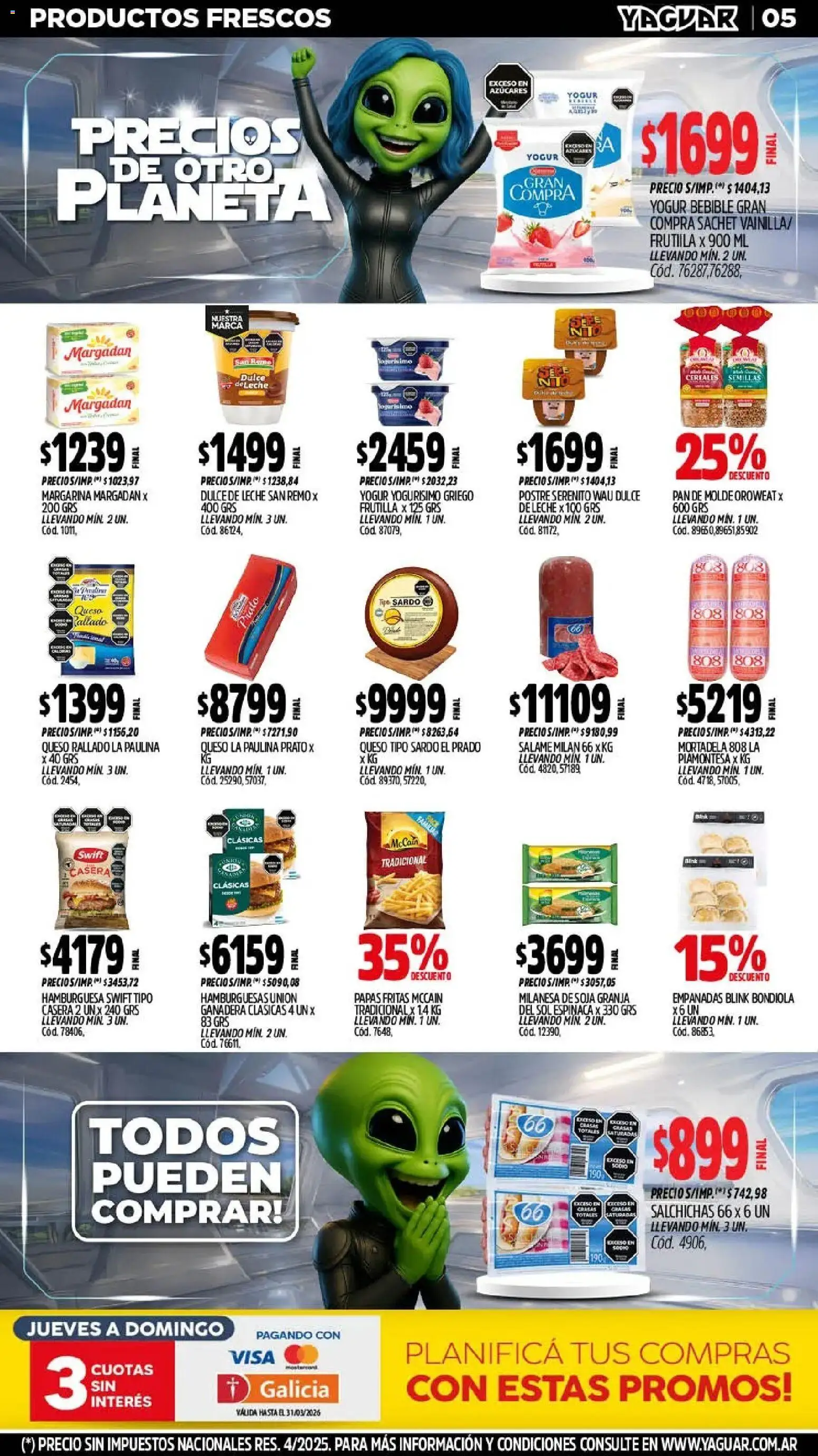 Yaguar - Oferta Semanal Ing Masch │ válido desde el 02.03.2026 | Página: 6 | Productos: Mortadela, Leche, Salame, Espinaca