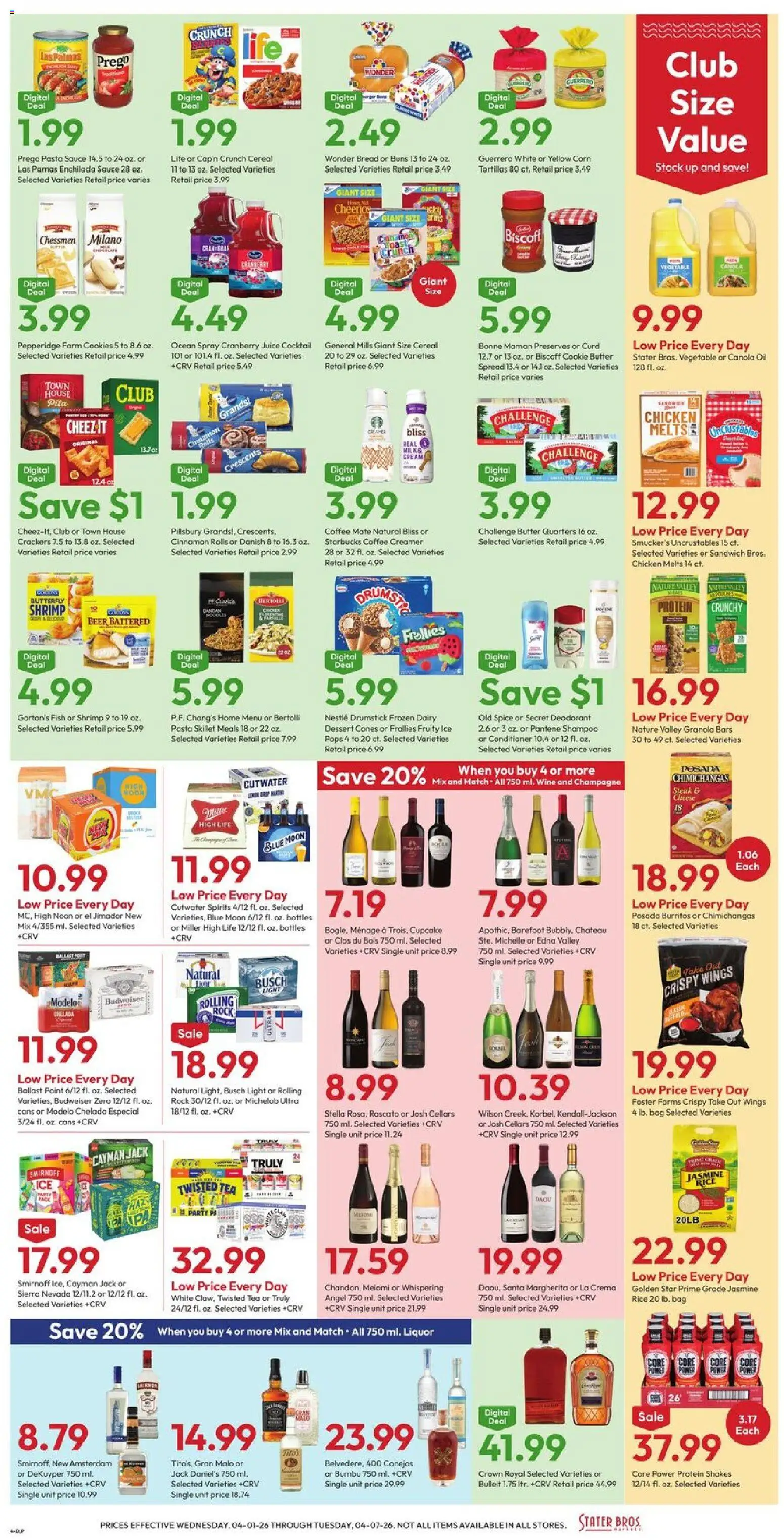 Stater Bros Weekly Ad - valid from 01.04.2026 | Page: 6 | Products: Conditioner, Butter, Oil, Wine