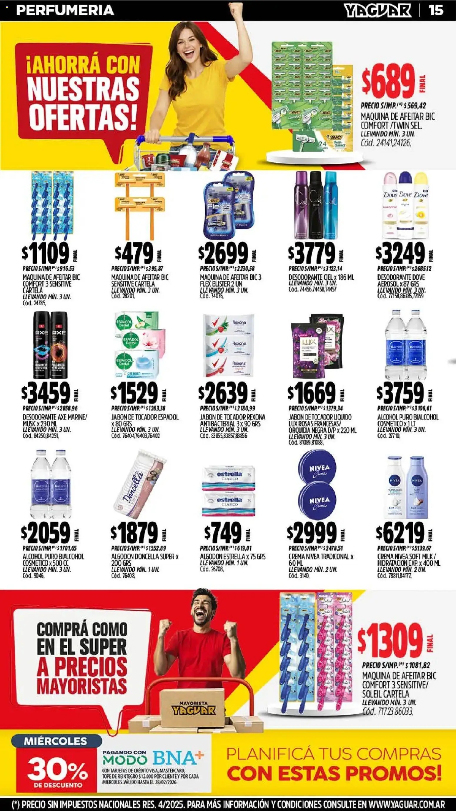 Yaguar - Oferta Semanal Chaco │ válido desde el 23.02.2026 | Página: 14 | Productos: Algodón, Maquina de afeitar, Desodorante, Crema