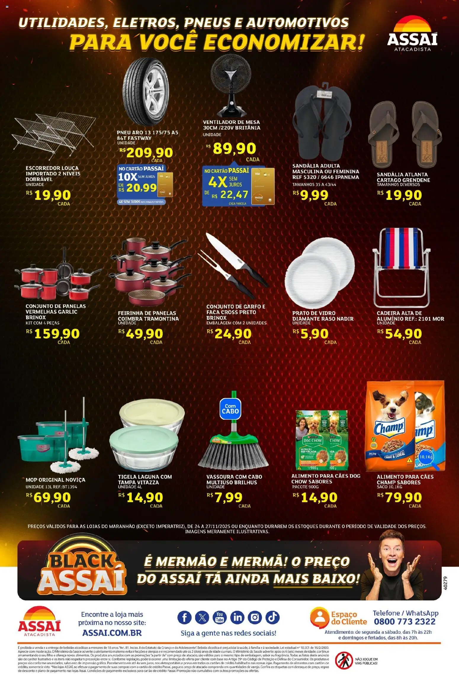 Assaí Atacadista Folheto - válido de 24.11.2025 | Página: 4 | Produtos: Base, Carne, Telefone, Cabo