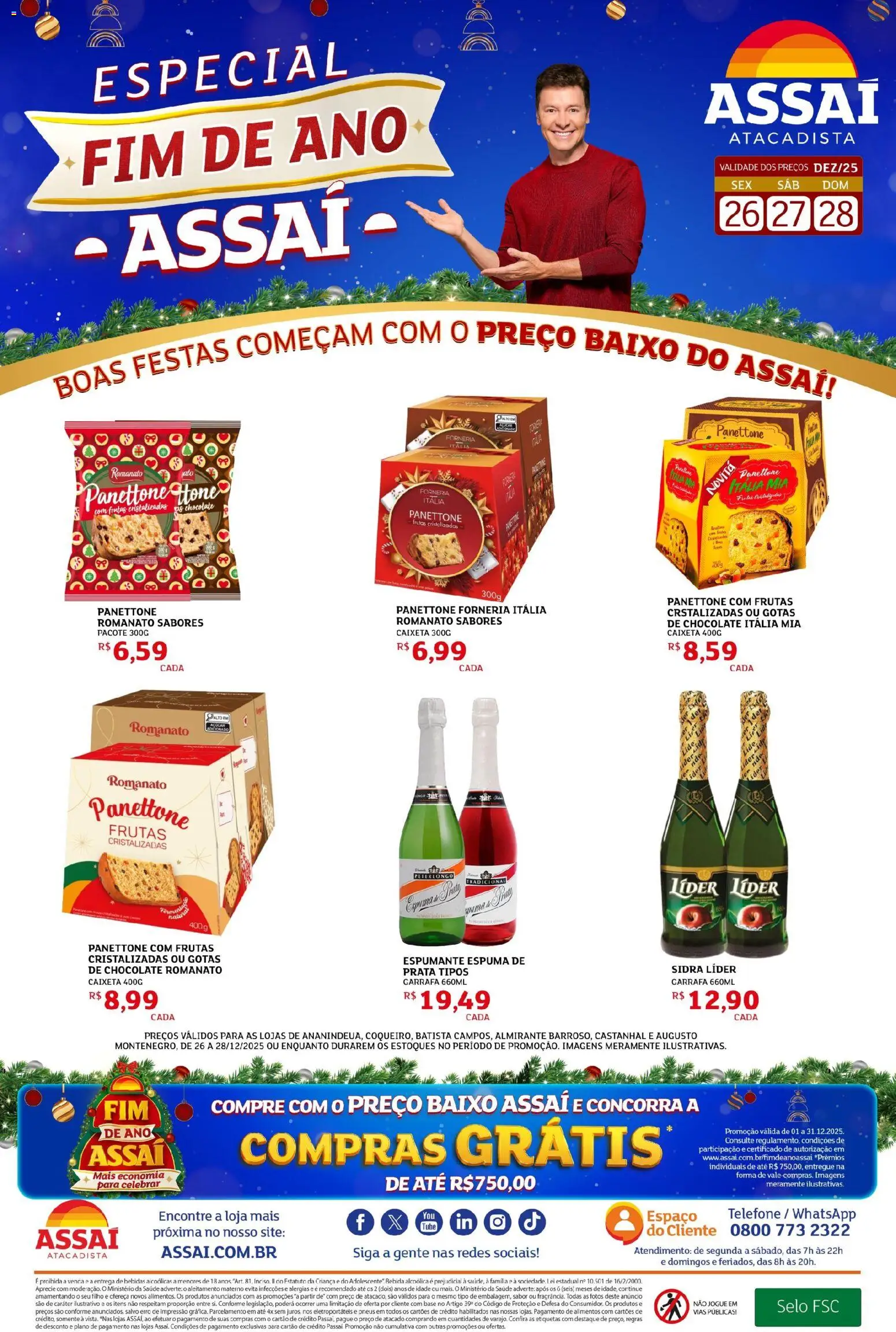 Assaí Atacadista Folheto - válido de 26.12.2025 | Página: 1 | Produtos: Pneus, Baixo, Telefone, Frutas cristalizadas