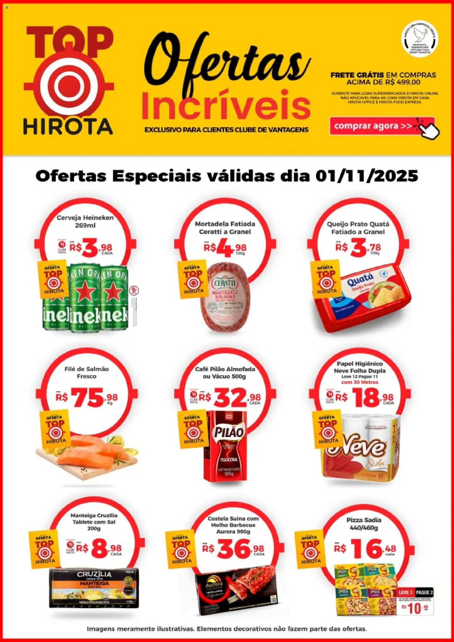 Hirota Food Folheto - válido de 01.11.2025 | Página: 1 | Produtos: Queijo, Heineken, Café pilão, Sal