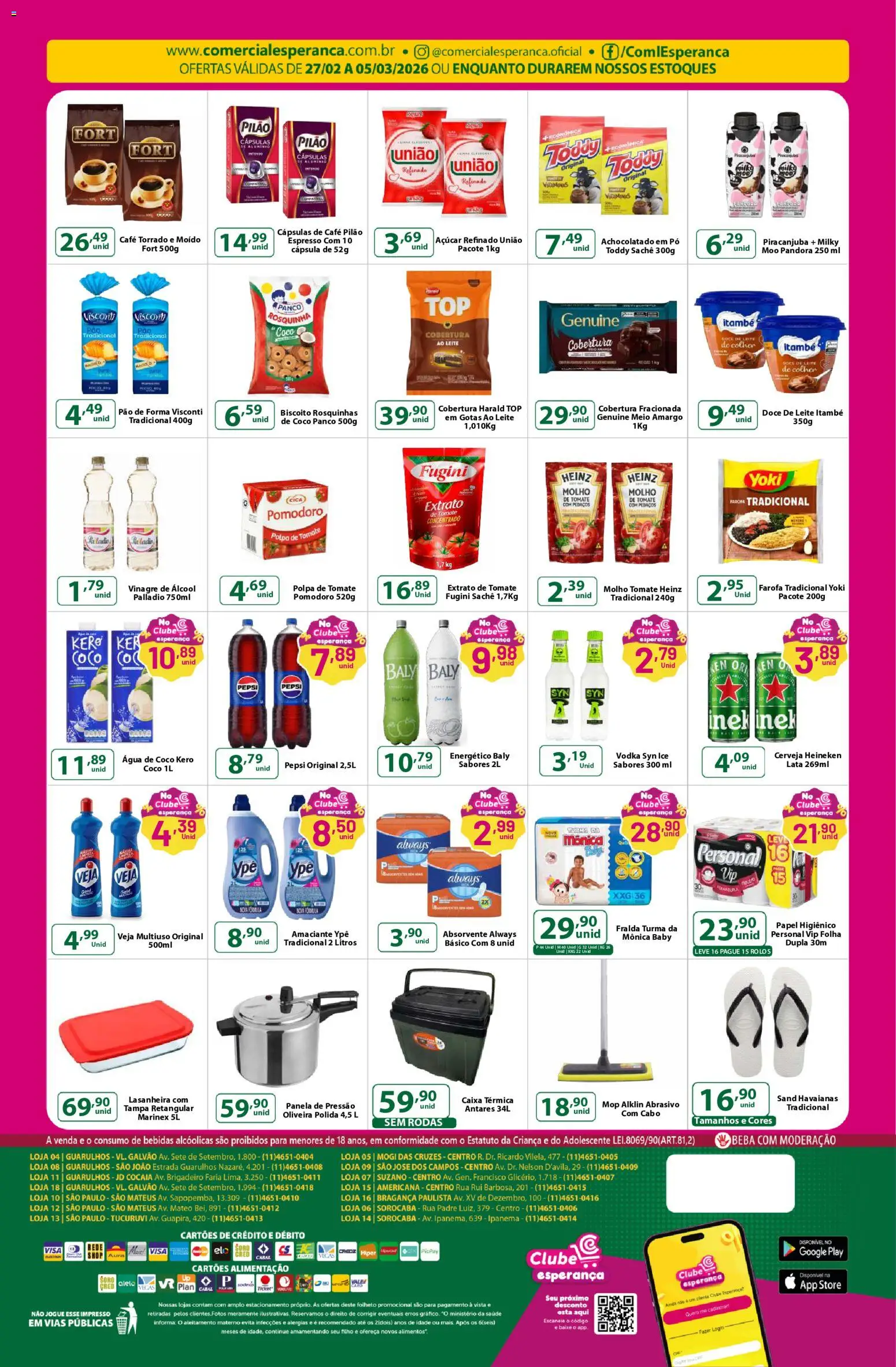 Comercial Esperança Folheto - válido de 27.02.2026 | Página: 2 | Produtos: Mop, Caixa térmica, Água de coco, Heineken