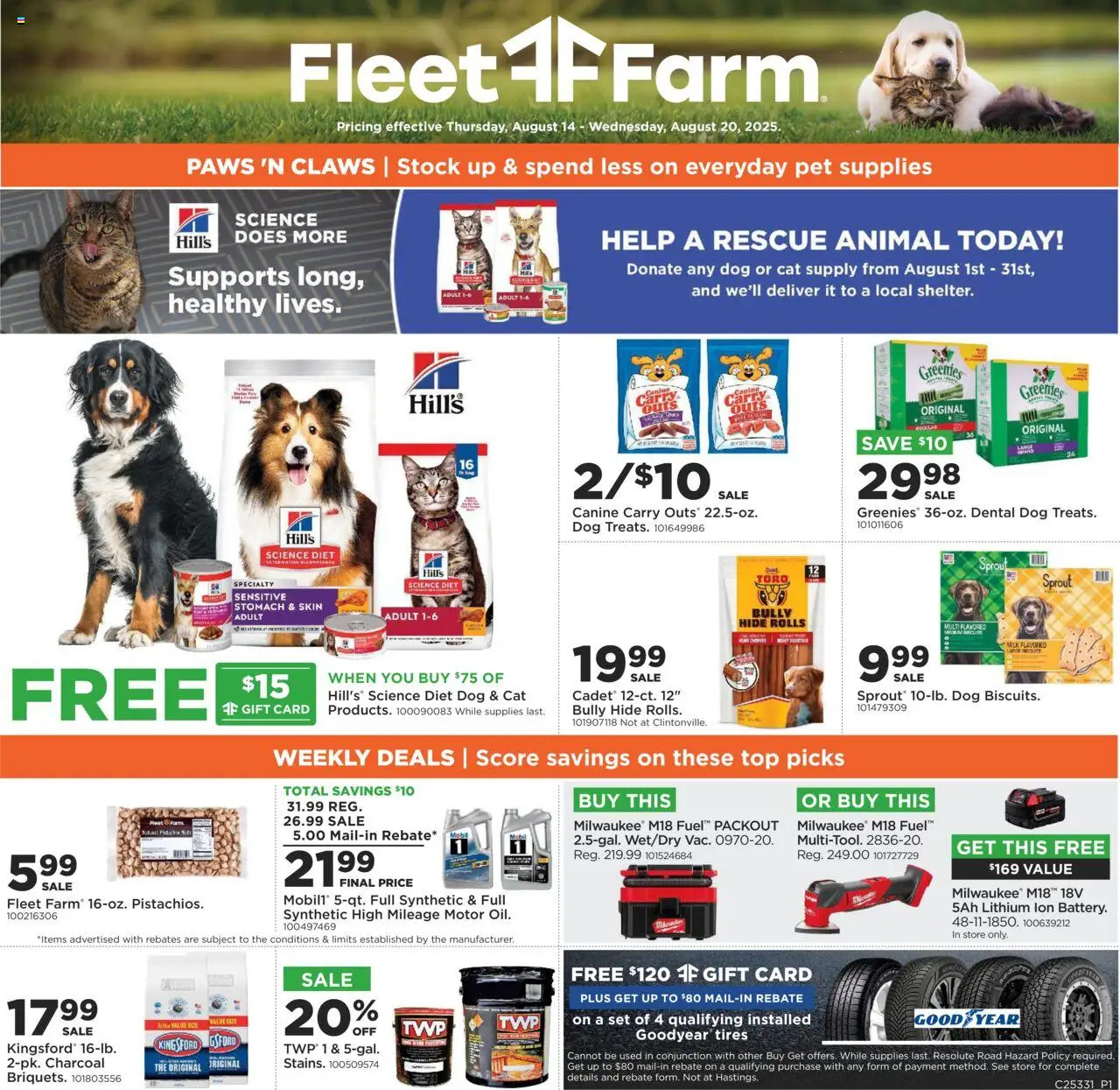 Mills Fleet Farm Weekly Ad - valid from 14.08.2025 | Page: 1 | Products: Milk