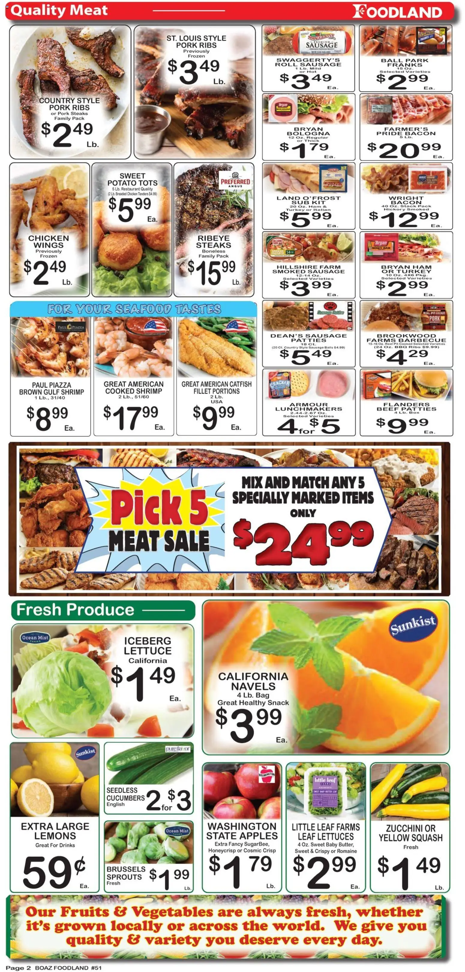 Foodland Weekly Ad - valid from 14.04.2026 | Page: 2 | Products: Lettuce, Pork, Beef, Vegetables